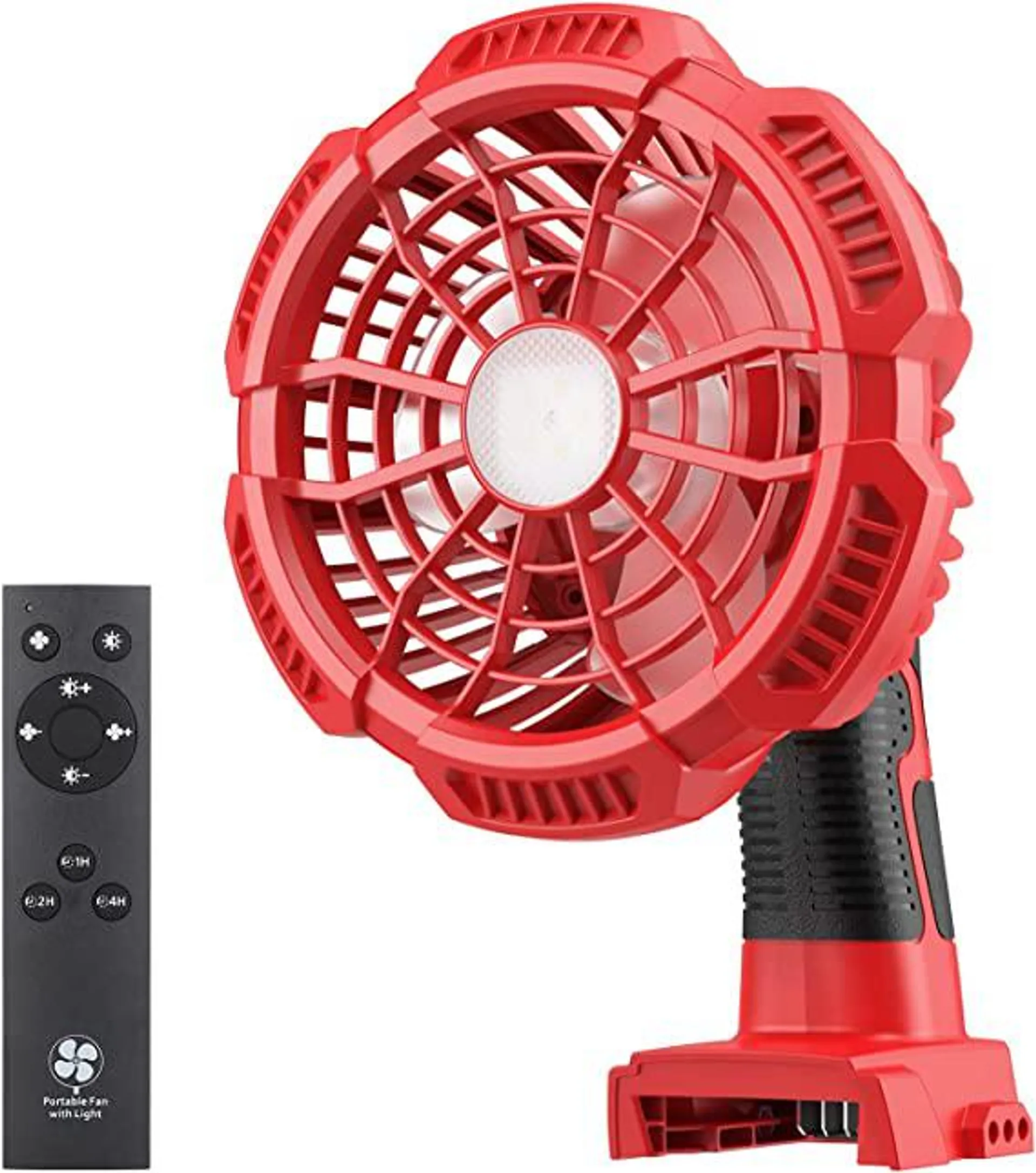 Hipoke Cordless Portable Fan Powered by Milwaukee M18 18V Lithium-ion Battery, Handheld Fan with 9W LED Light, USB Port, Rechargeable fan for Camping Tent Office Travel, Milwaukee Tools Summer Gift