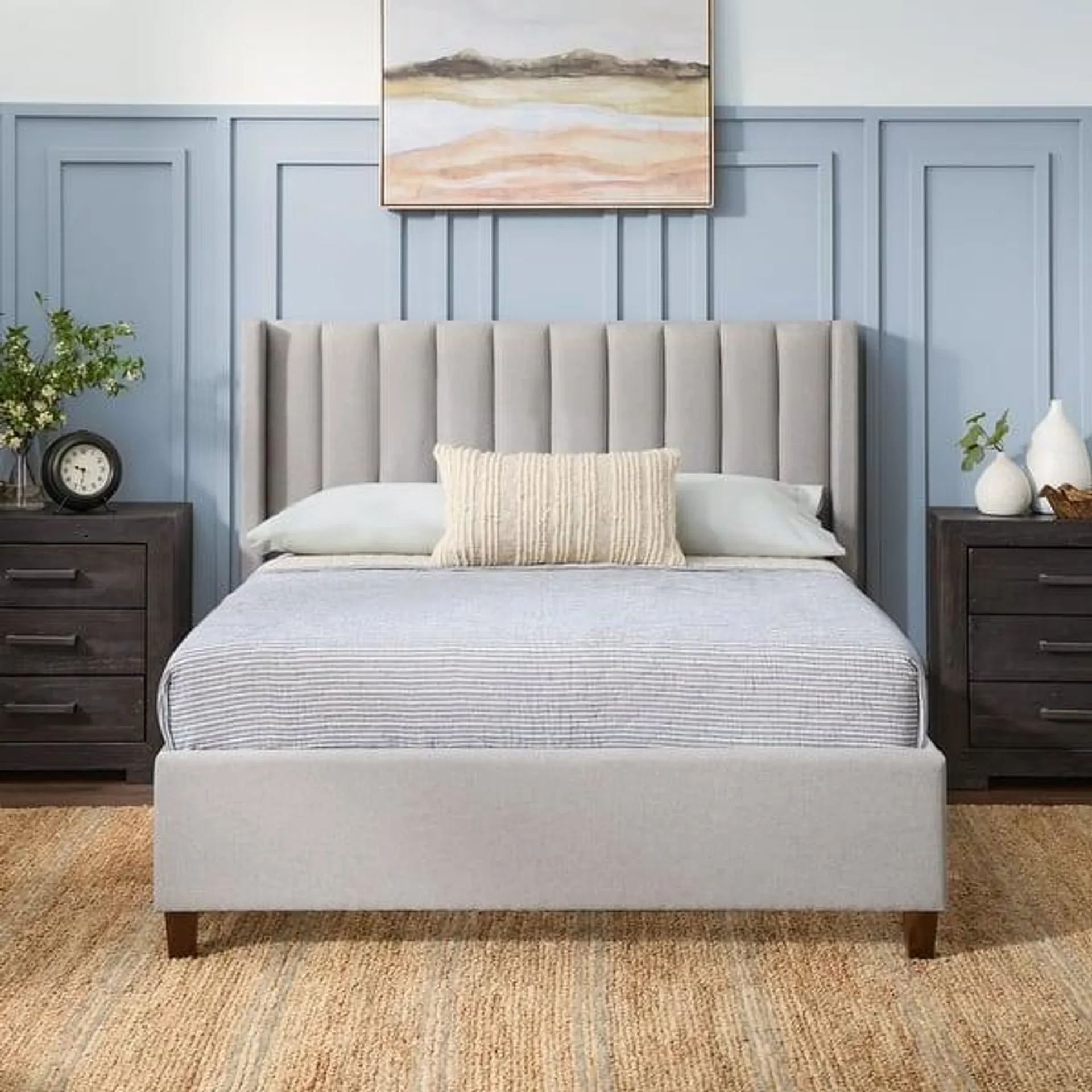 Brookside Adele Vertical Upholstered Bed with Wingback Headboard