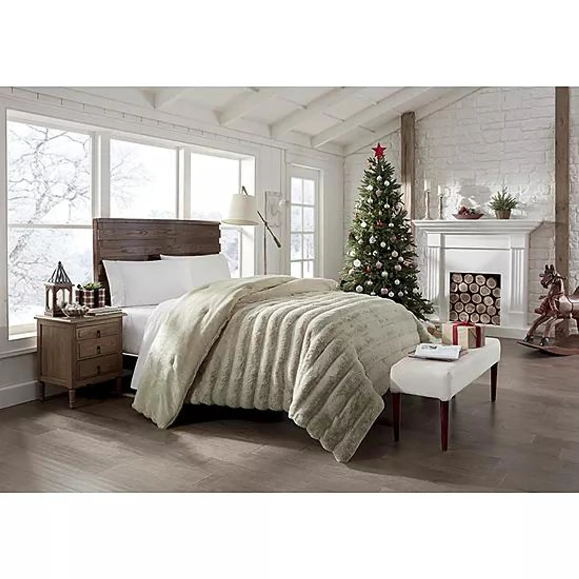 North Pole Trading Co. Faux Fur Reversible Comforter