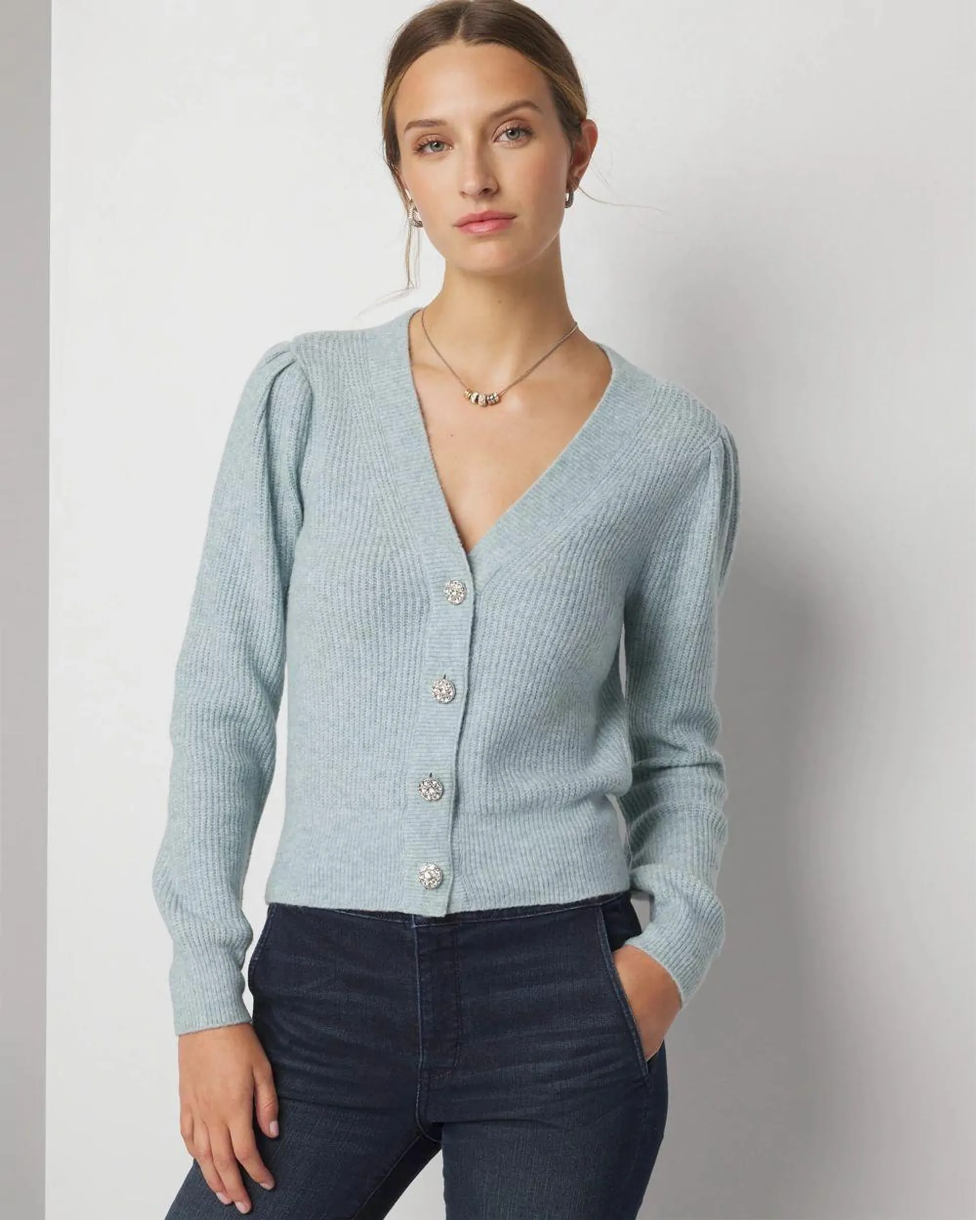 Jewel Button Cardigan Sweater