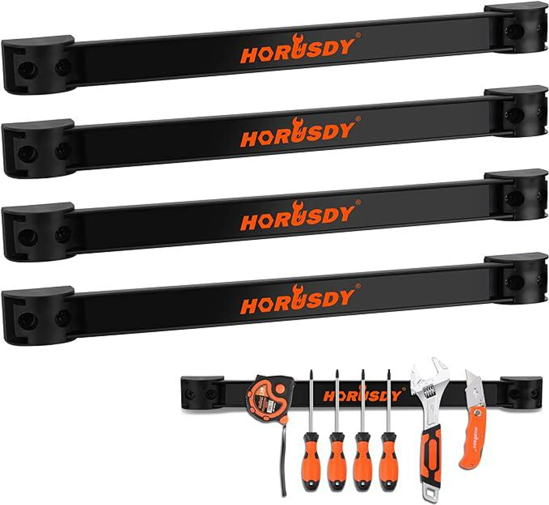 Dorisy Upgraded 16 Packs Garage Hooks Utility Double Heavy Duty with Mop Broom Holders, Wall Mount Hooks, Garage Storage Organization and Tool Hangers for Power ＆ Garden Tools, Ladders, Bikes(Orange)