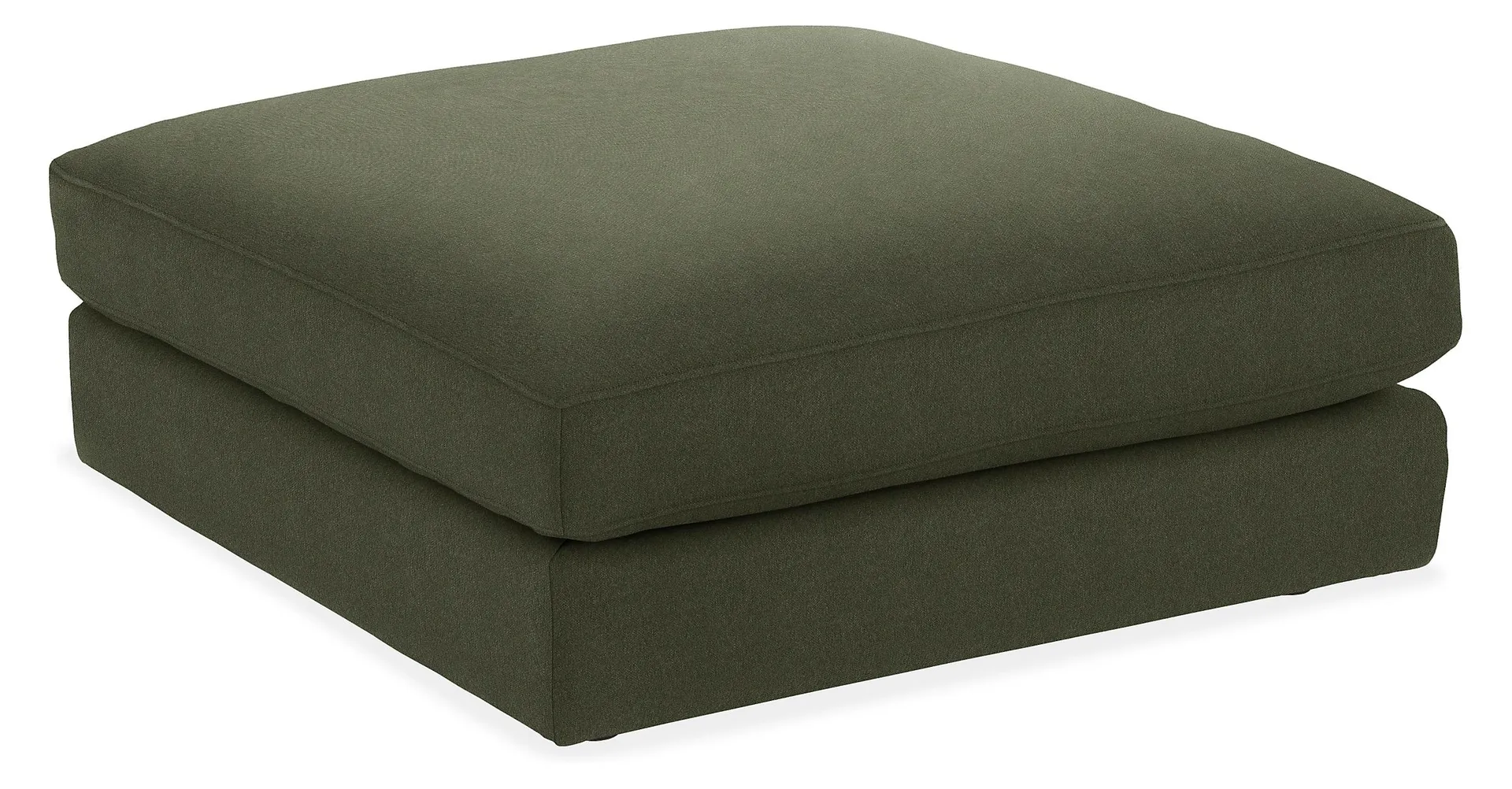 Linger 37w 37d 17h Square Ottoman in Flint Olive