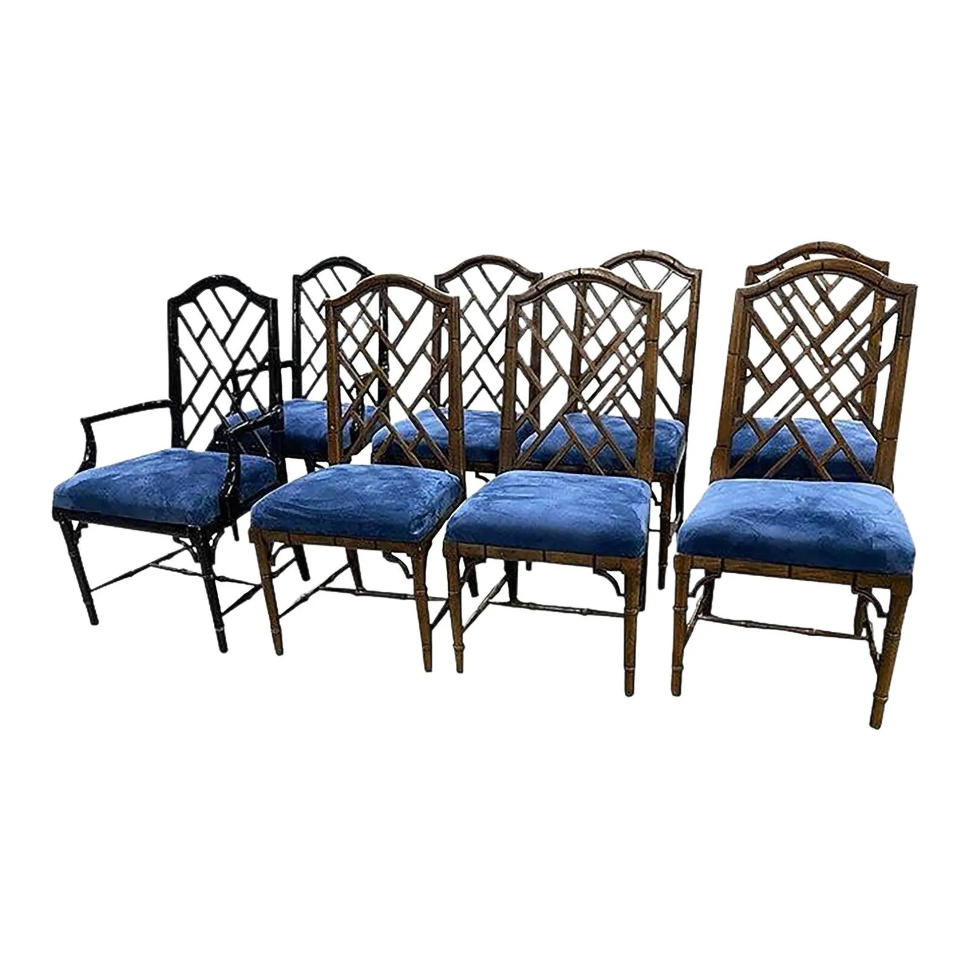 Mid 20th Century Chinoiserie Faux Bamboo Dining Chairs by Century Furniture- Set of 8