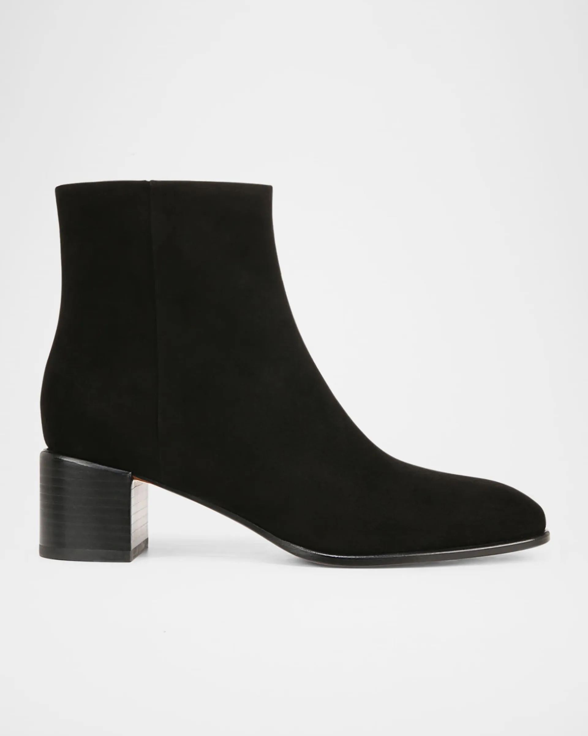 Suede Block-Heel Ankle Booties