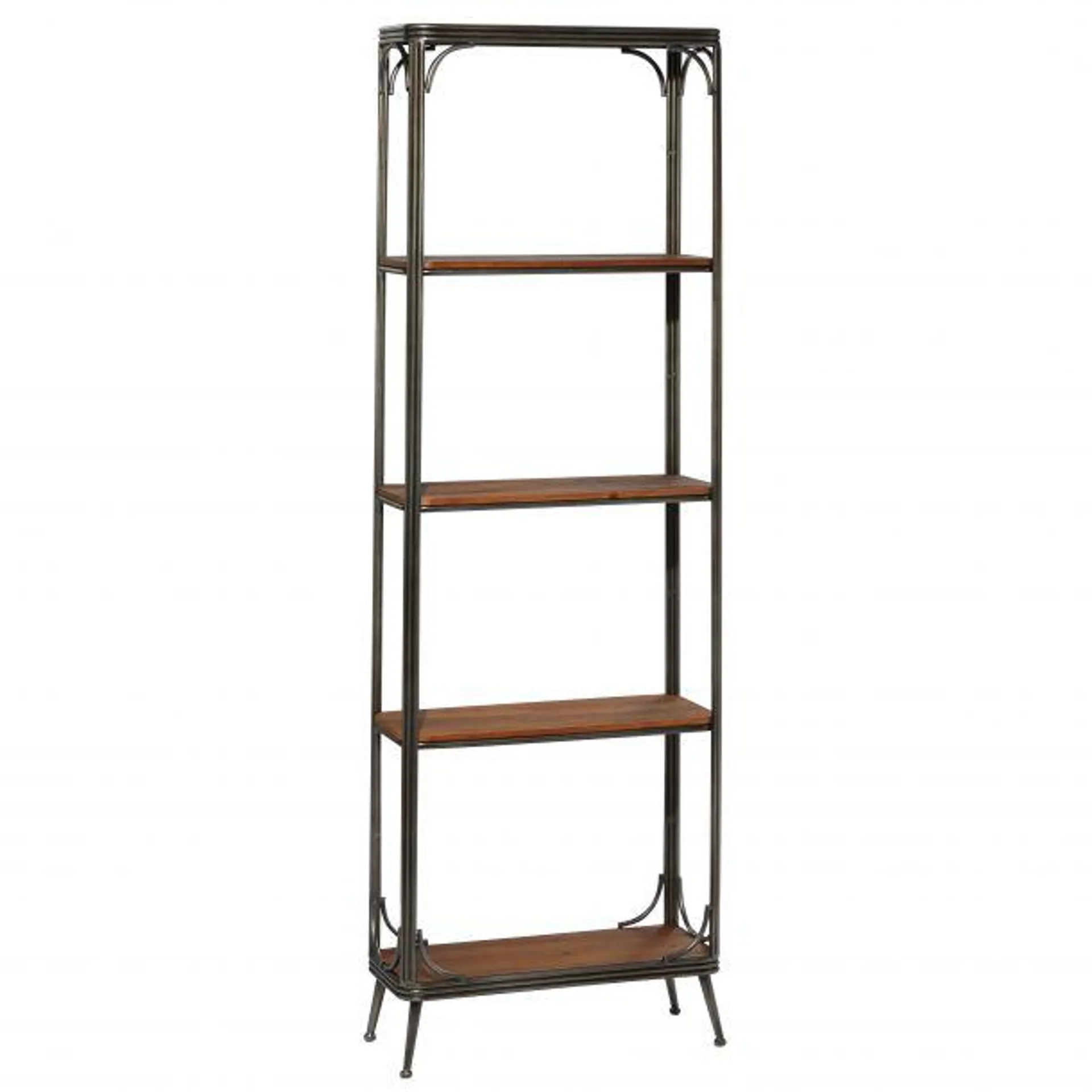 Brown Wood and Metal Industrial Standing Shelves, 71 x 24 x 10