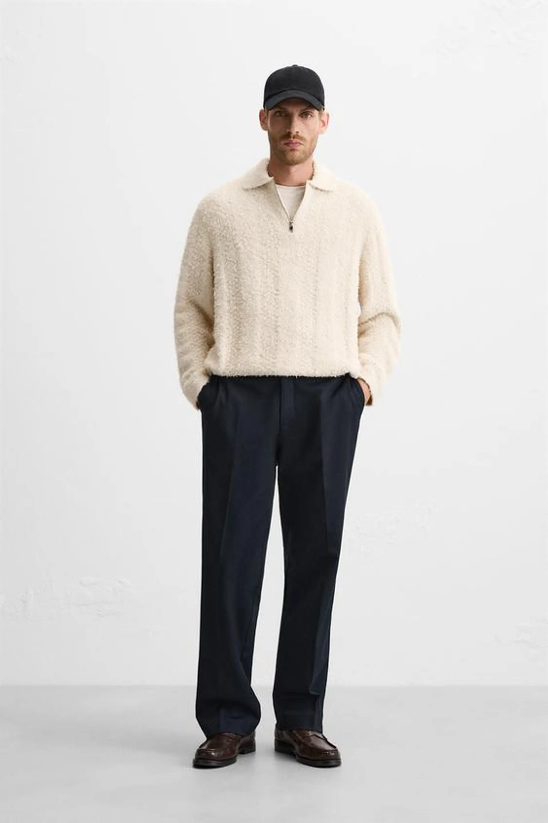 TEXTURED BOUCLÉ POLO SHIRT