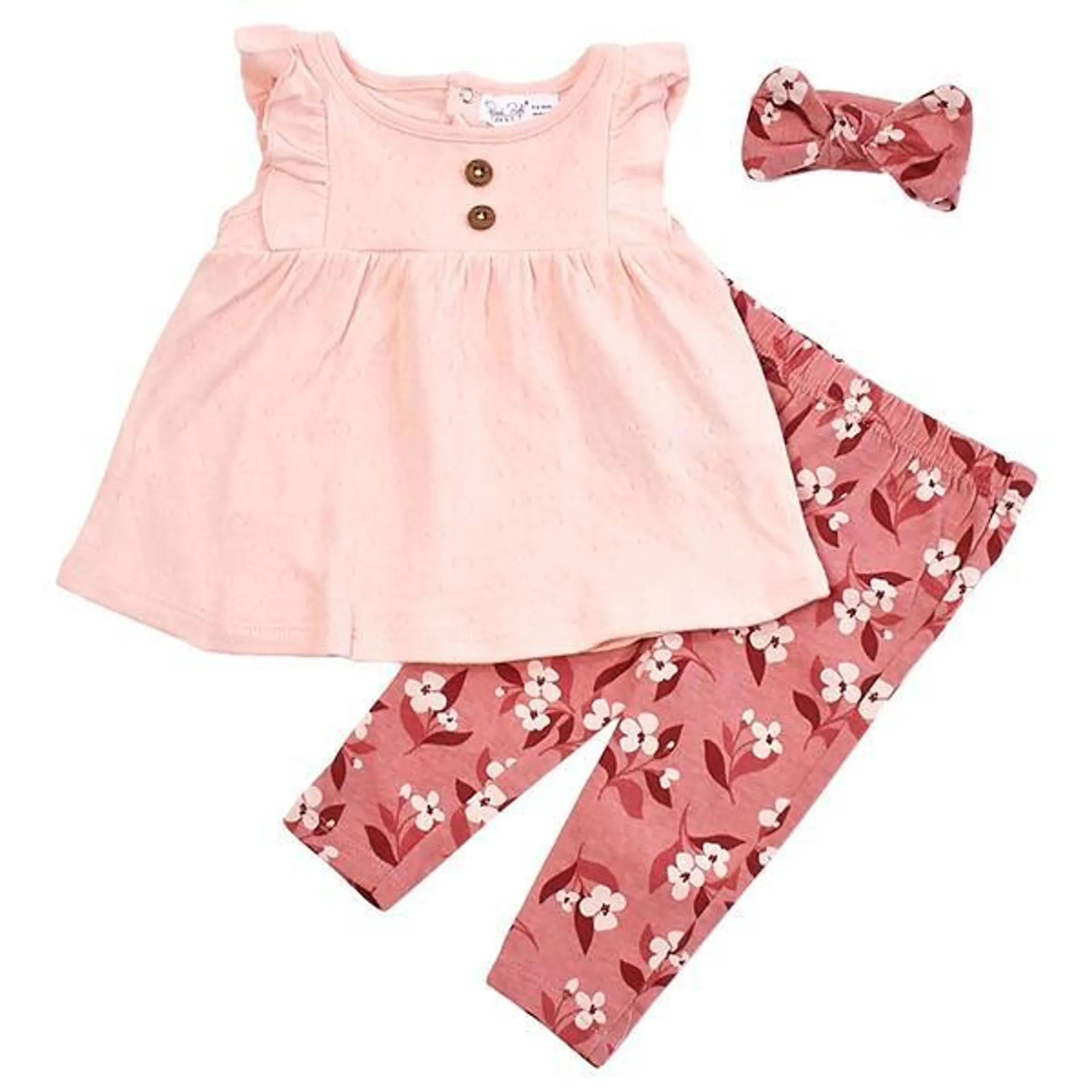 Baby Girl (12-24M) René Rofé® 3pc. Top & Floral Leggings Set