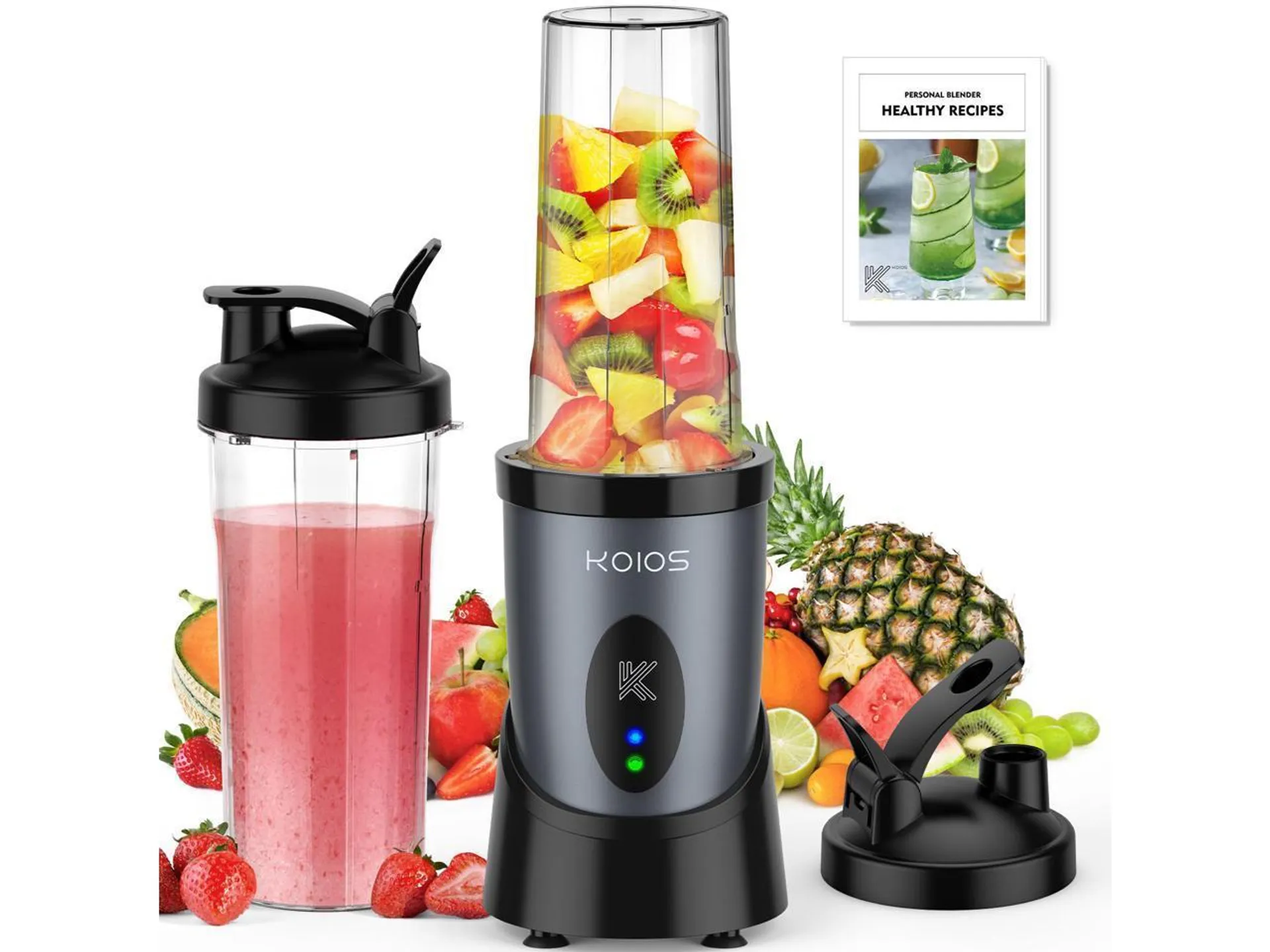 KOIOS 900W Smoothie Blender, Personal Blender for Shakes and Smoothies with 2 No-BPA 22 oz Portable Blender Bottles and To-Go Lids, Single Serve Mixer Blender for Juices Baby Food, Nutritious Recipe