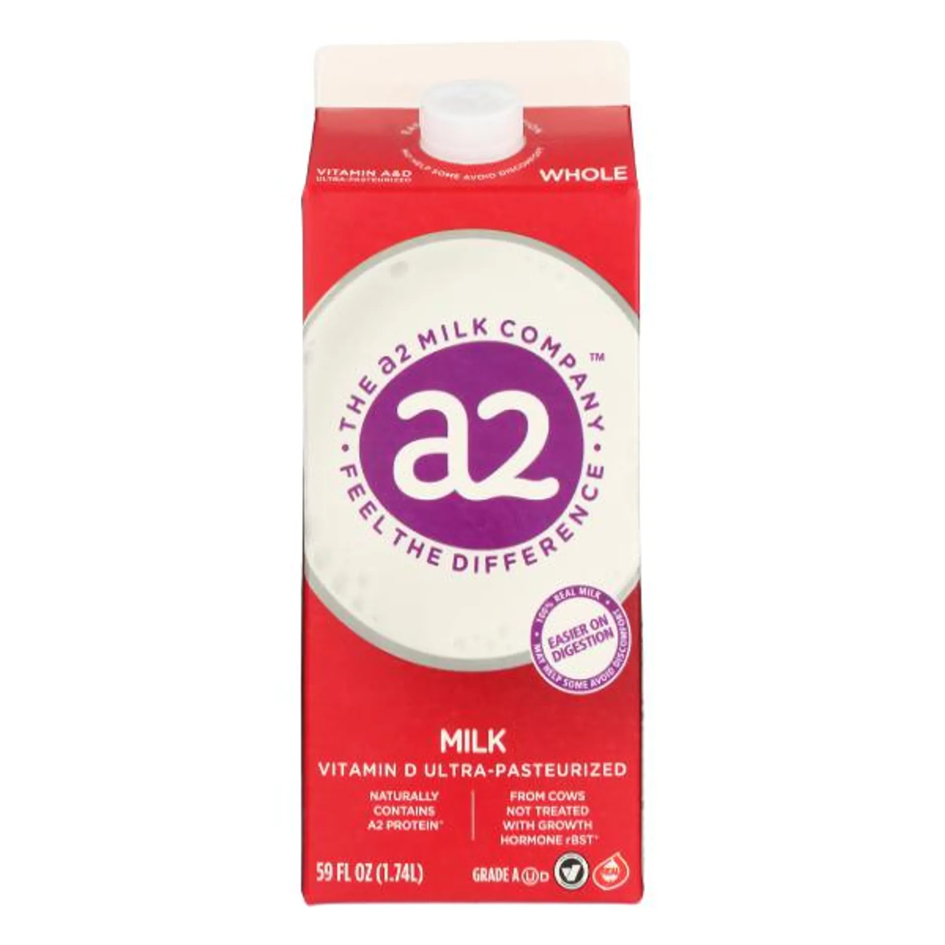 A2 Milk Whole Milk - 59 Fluid ounce