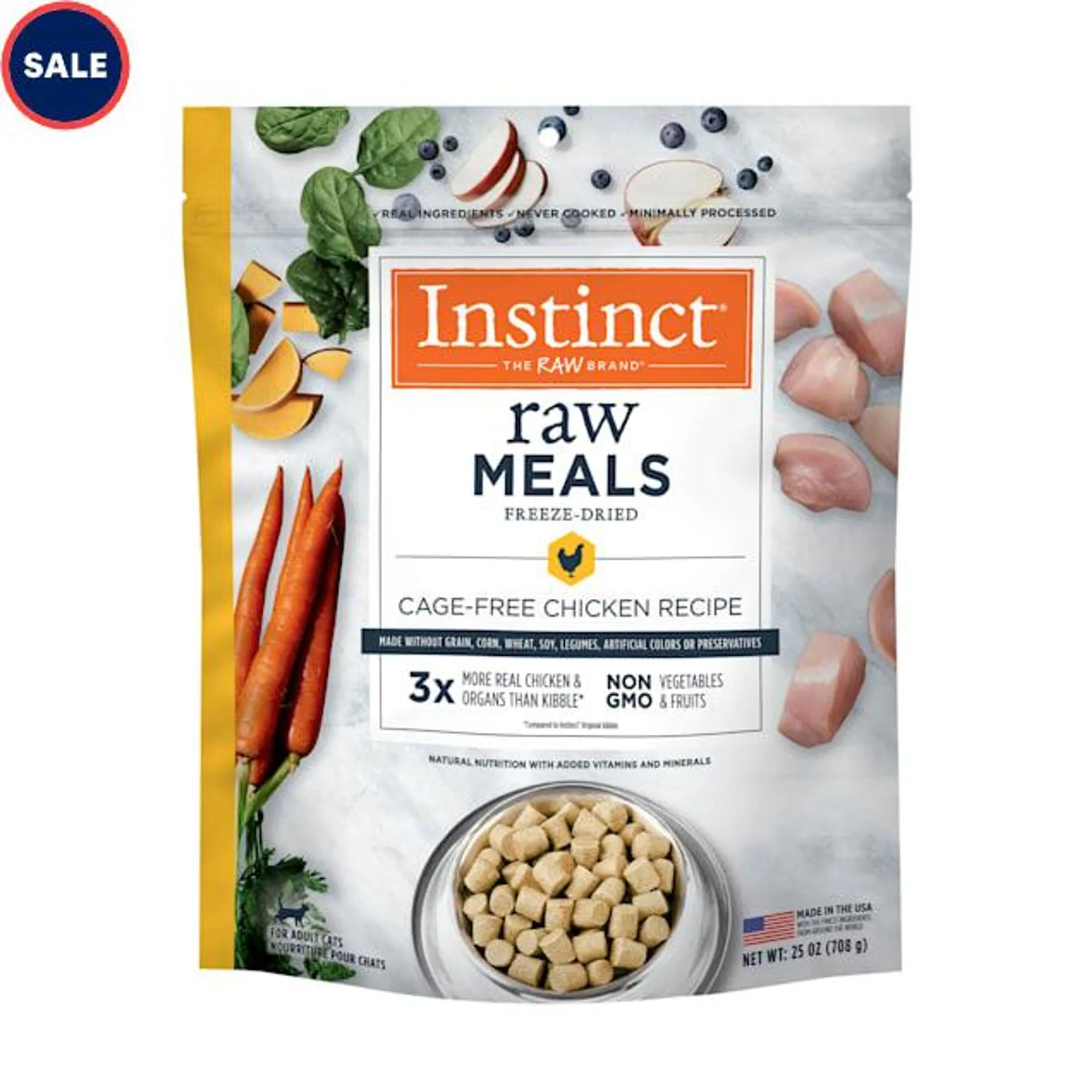 Instinct Freeze Dried Raw Meals Grain Free Cage Free Chicken Recipe Cat Food, 25 oz.