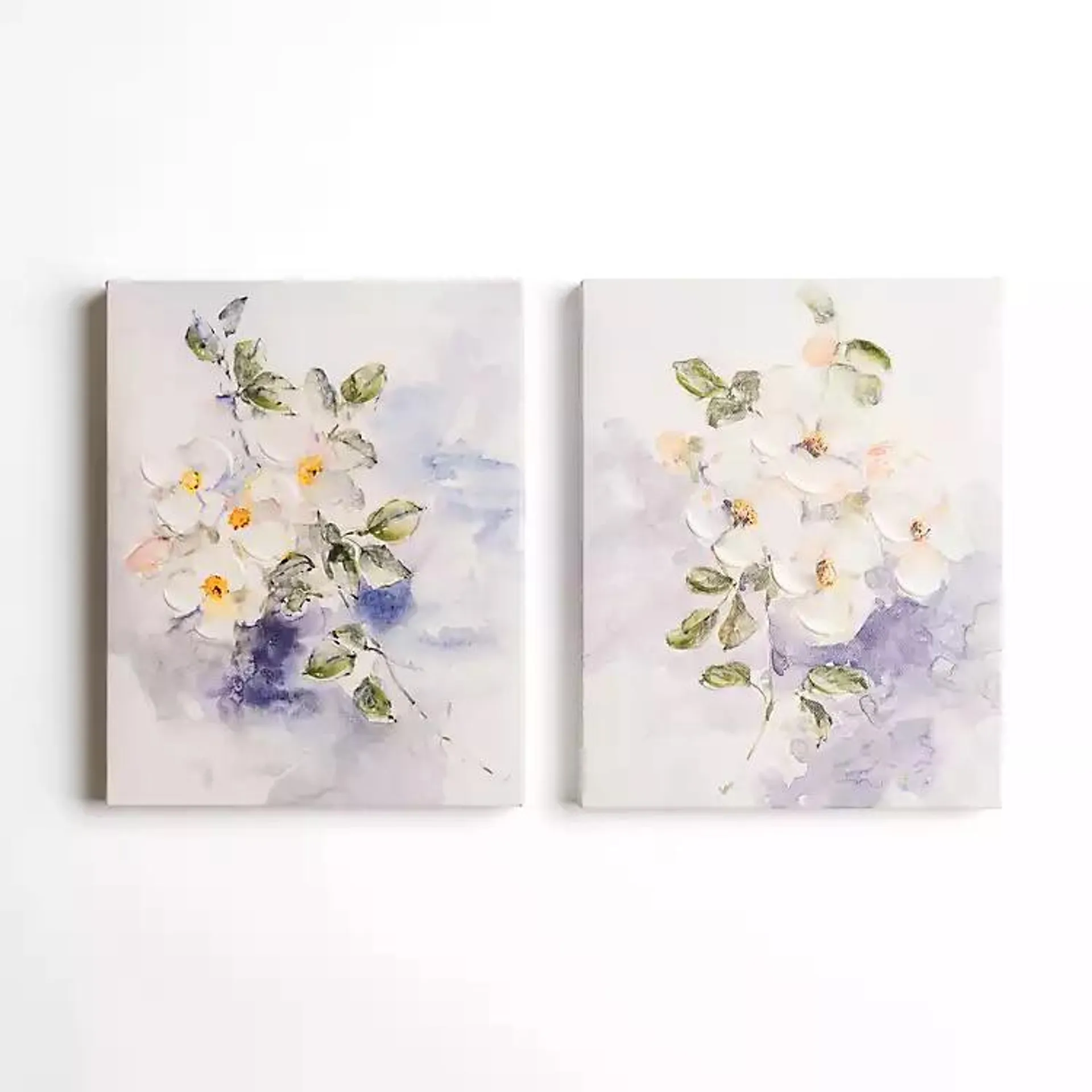 Blue Floral Abstract Canvas Art Prints, Set of 2