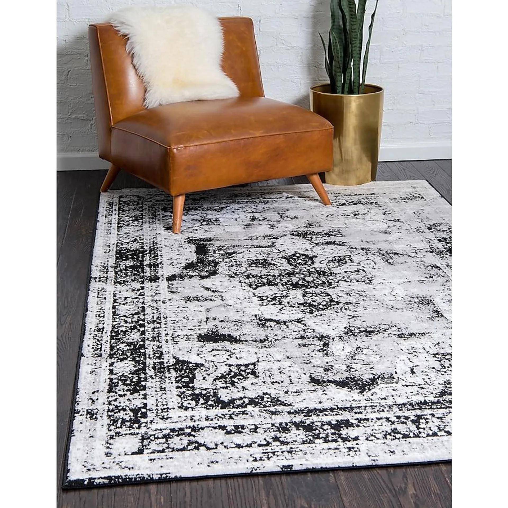 Unique Loom Salle Garnier Sofia 9 x 12 Black/Gray Indoor Medallion Oriental Area Rug