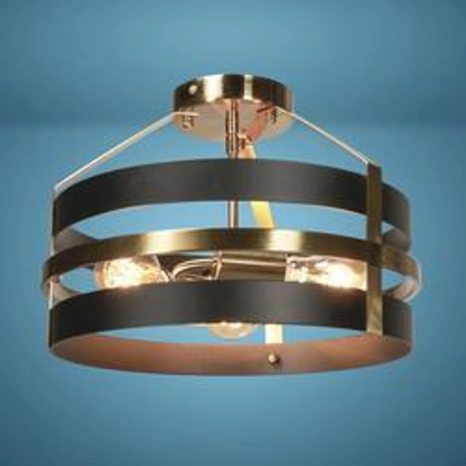 Patriot Lighting® Banan Matte Black 3-Light Semi-Flush Mount Ceiling Light