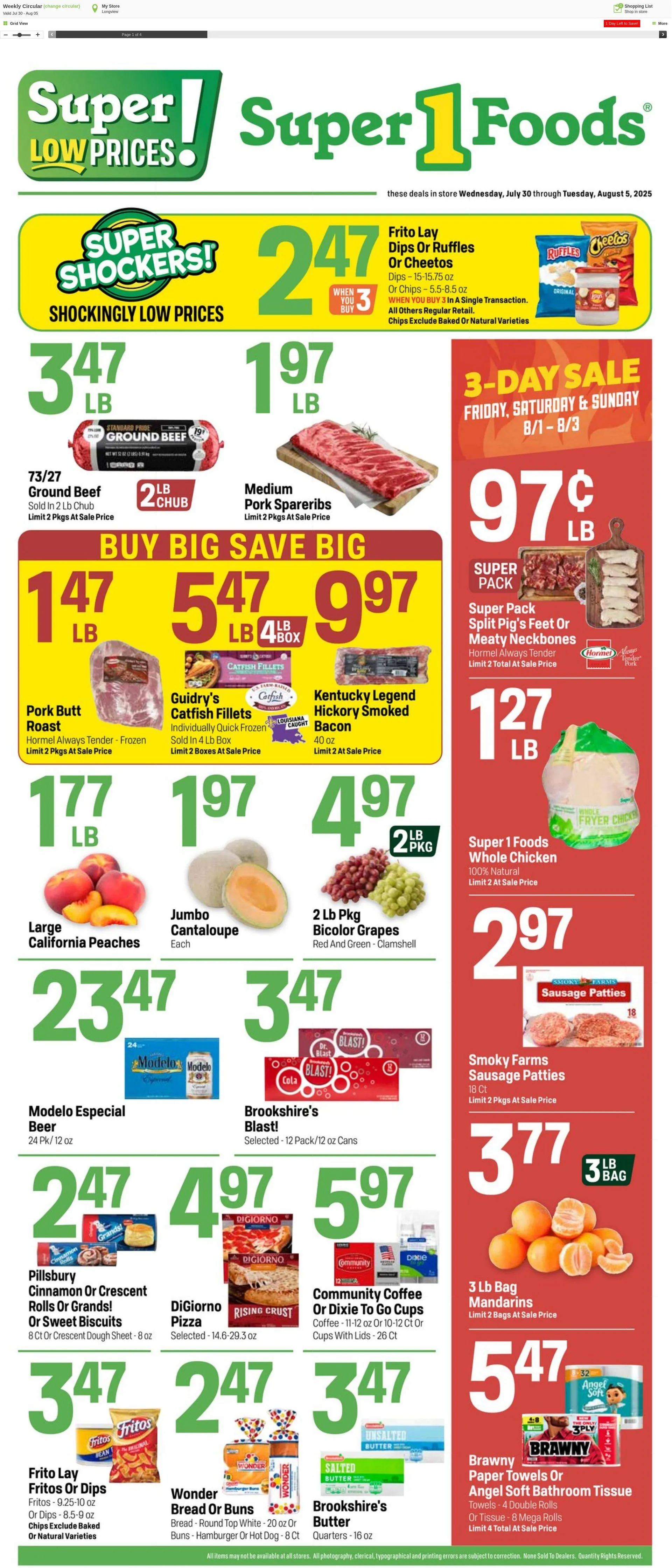 Weekly ad Super1Foods from August 6 to August 12 2025 - Page 1