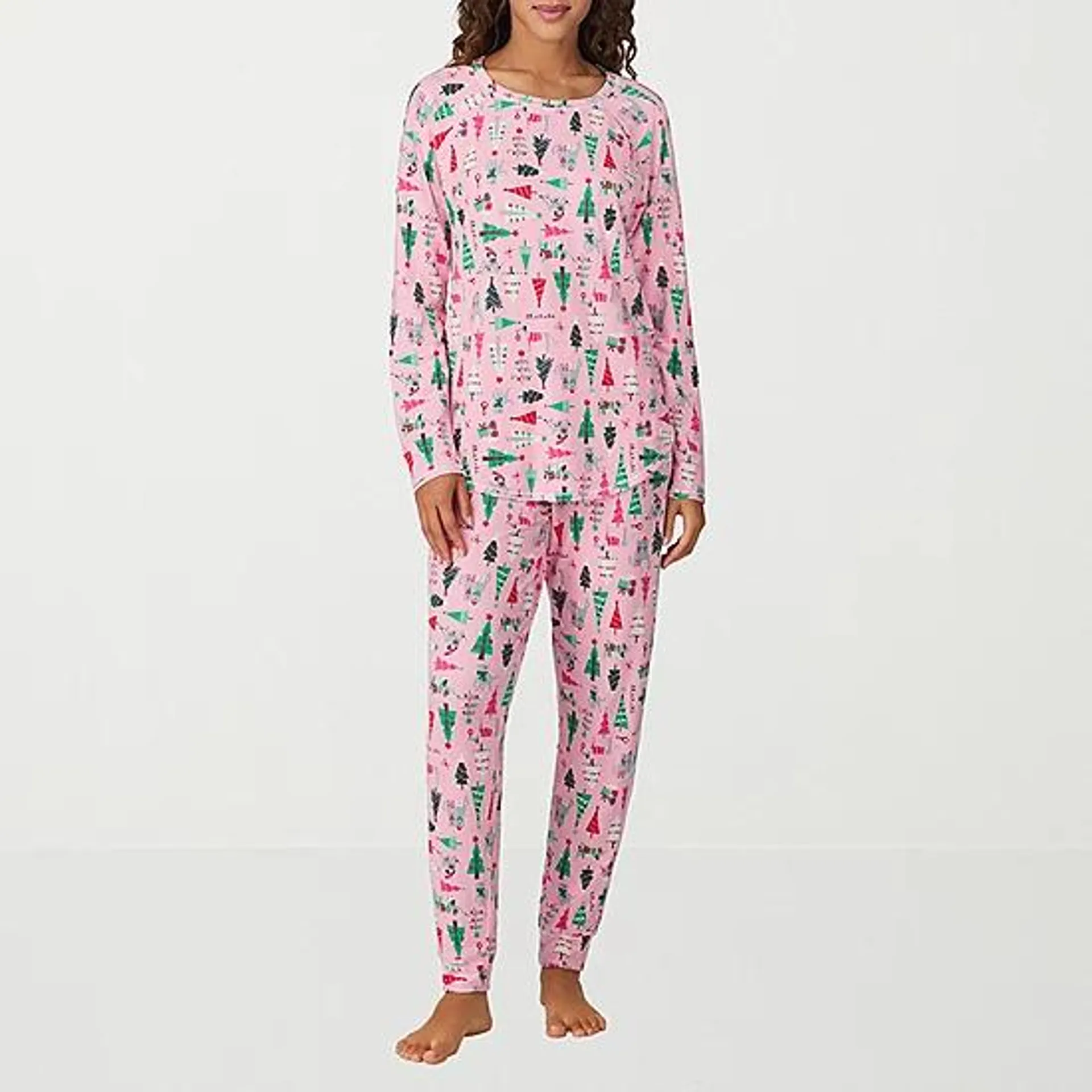 new! Cuddl Duds Womens Round Neck Long Sleeve 2-pc. Pant Pajama Set