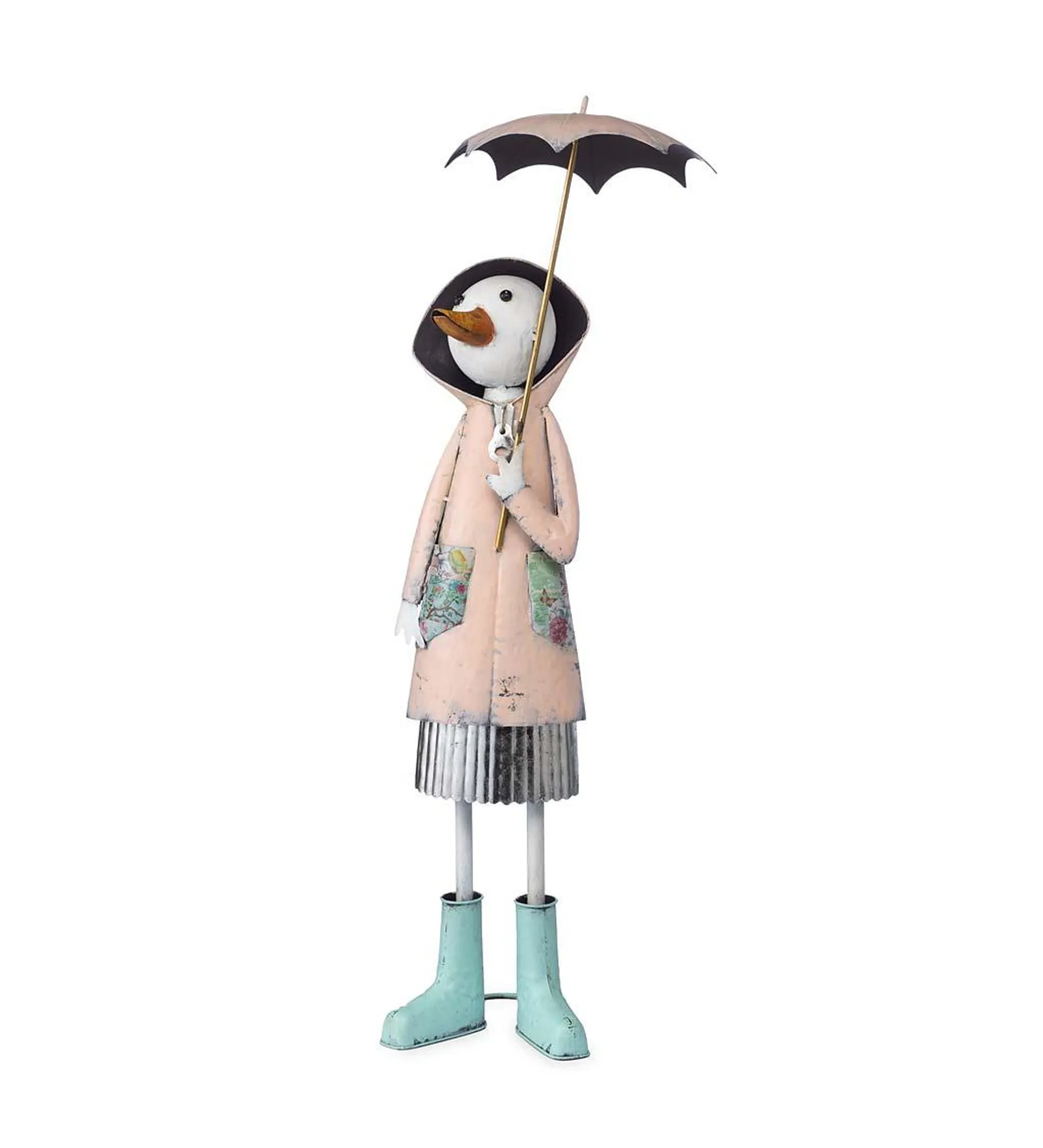 Metal Storybook Duck Garden Statue - Pink