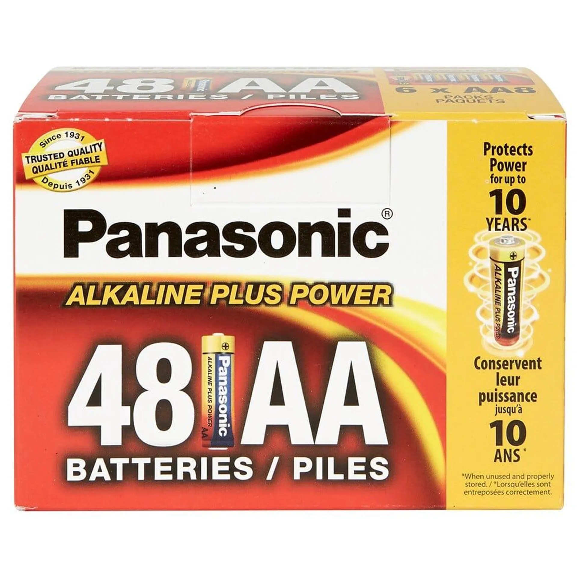 Panasonic Alkaline Plus Power AA Batteries, 48 Count