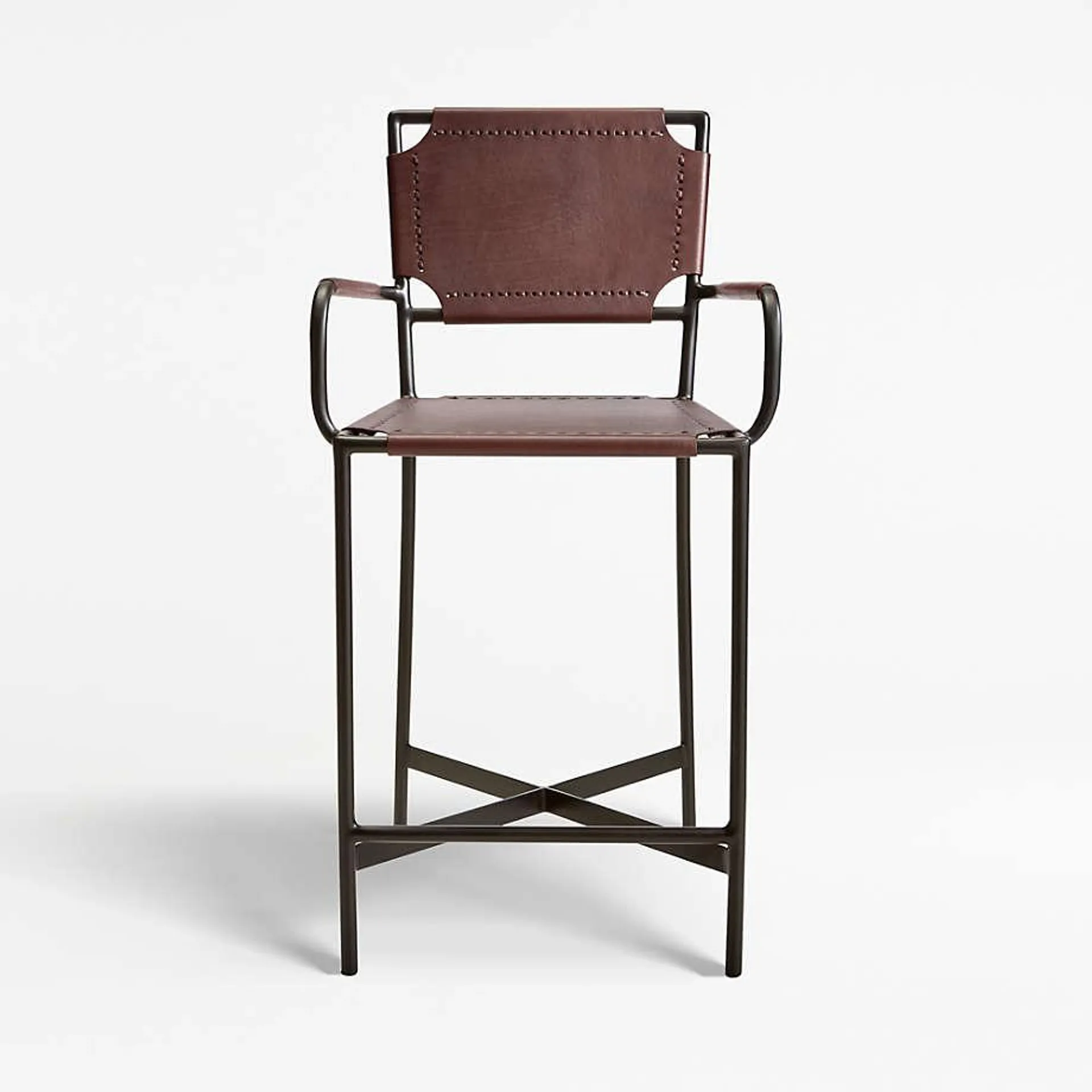 Laredo Brown Leather Counter Stool