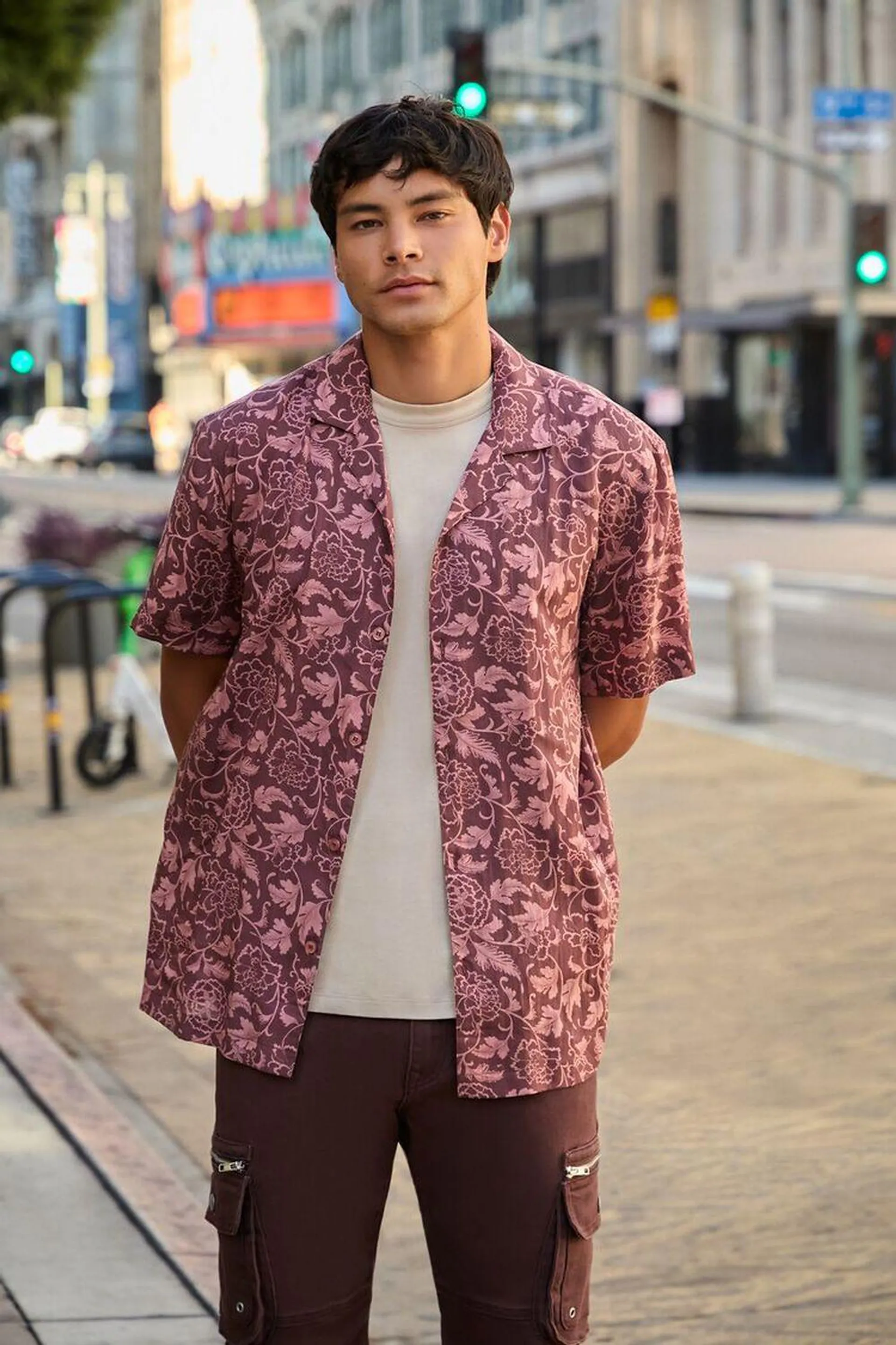 Floral Print Cuban Collar Shirt