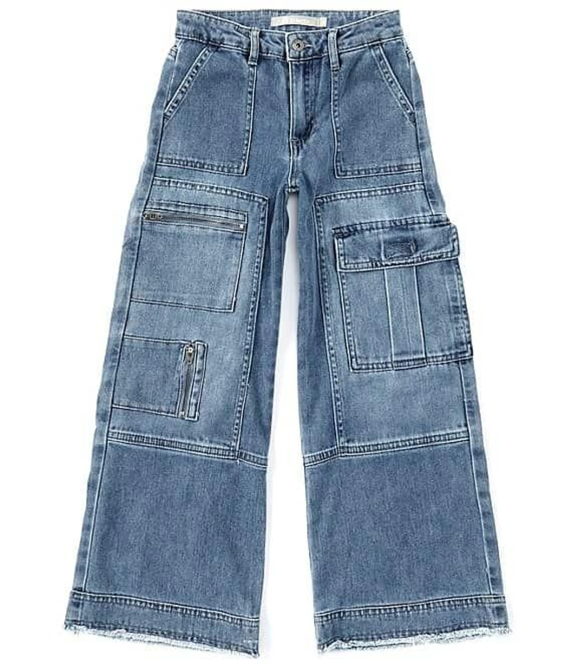 Big Girls 7-16 Utility Cargo Wide-Leg Denim Jeans