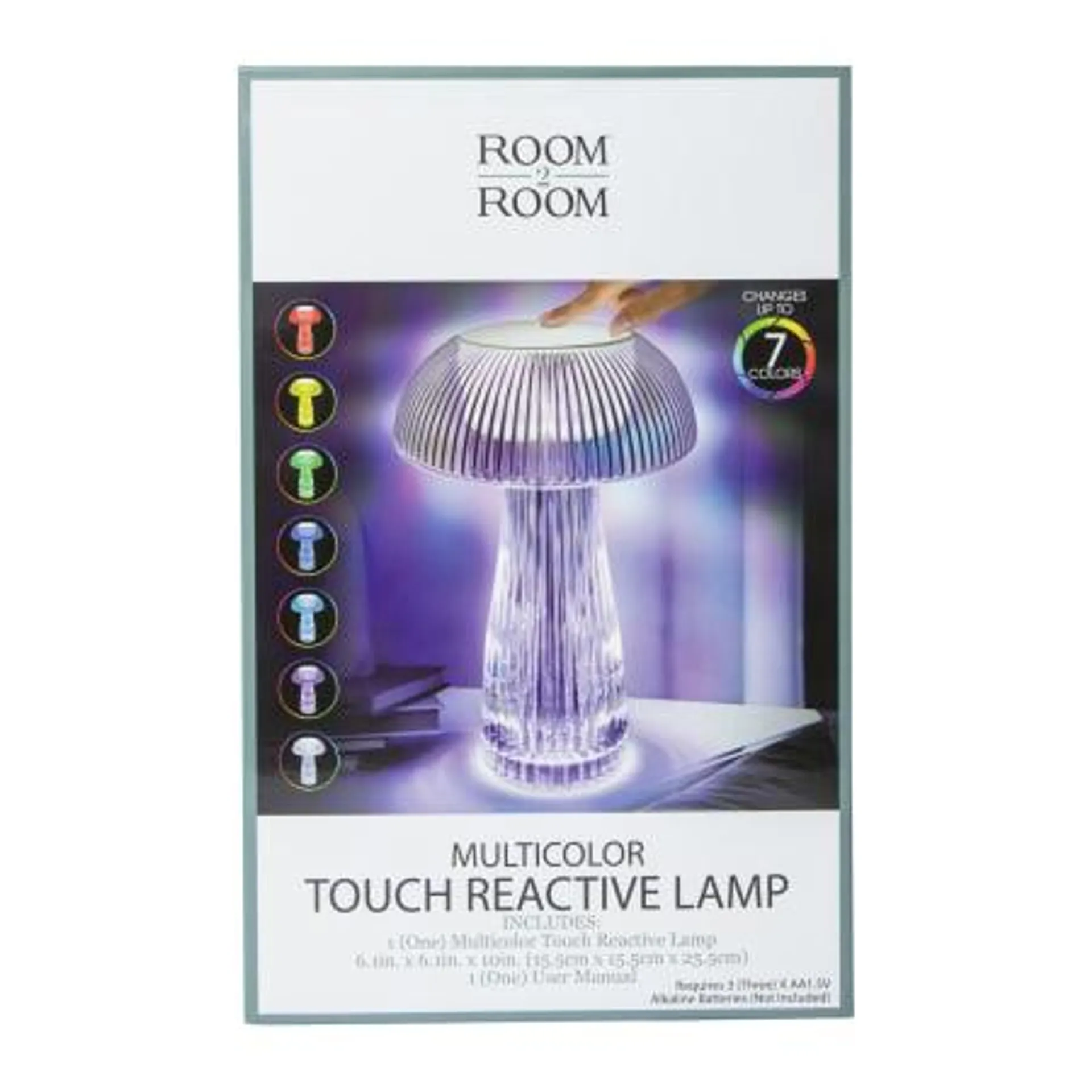 Multicolor Touch-Reactive Mushroom Lamp 10in