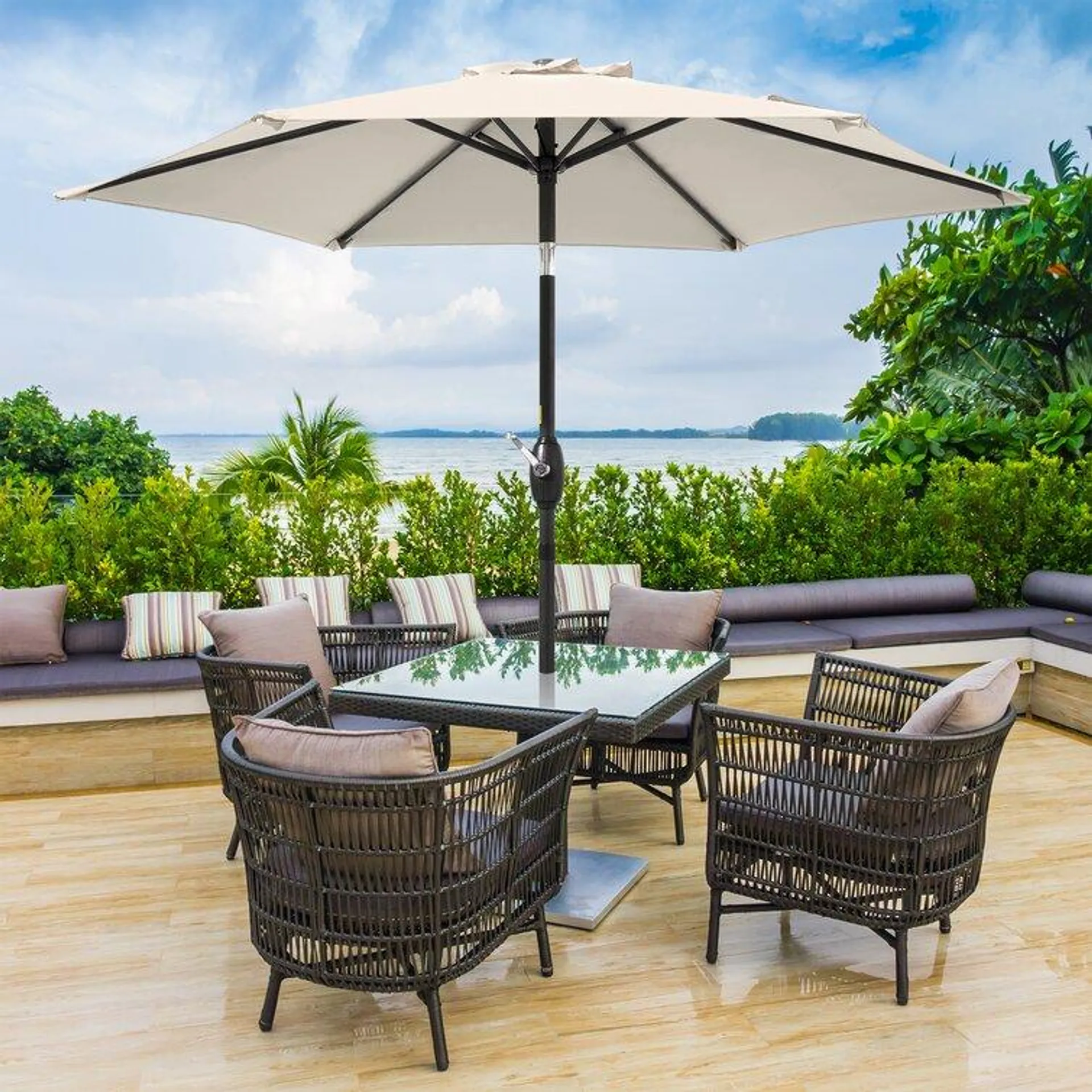 90'' Market Umbrella Table Umbrella for Patio and Outdoor With Tilt Button for Deck