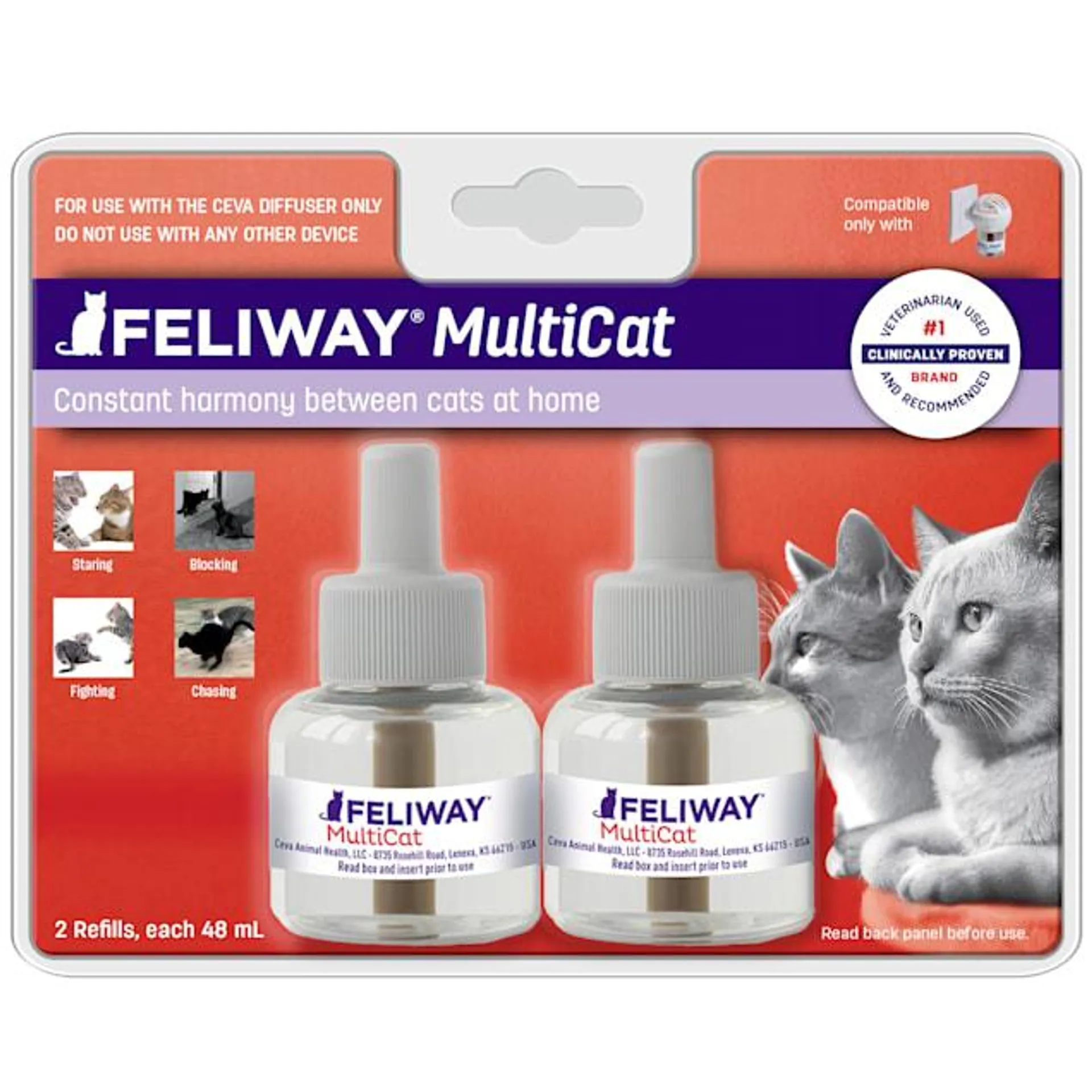 Feliway Multicat 30 Day Diffuser Refill, Pack of 2
