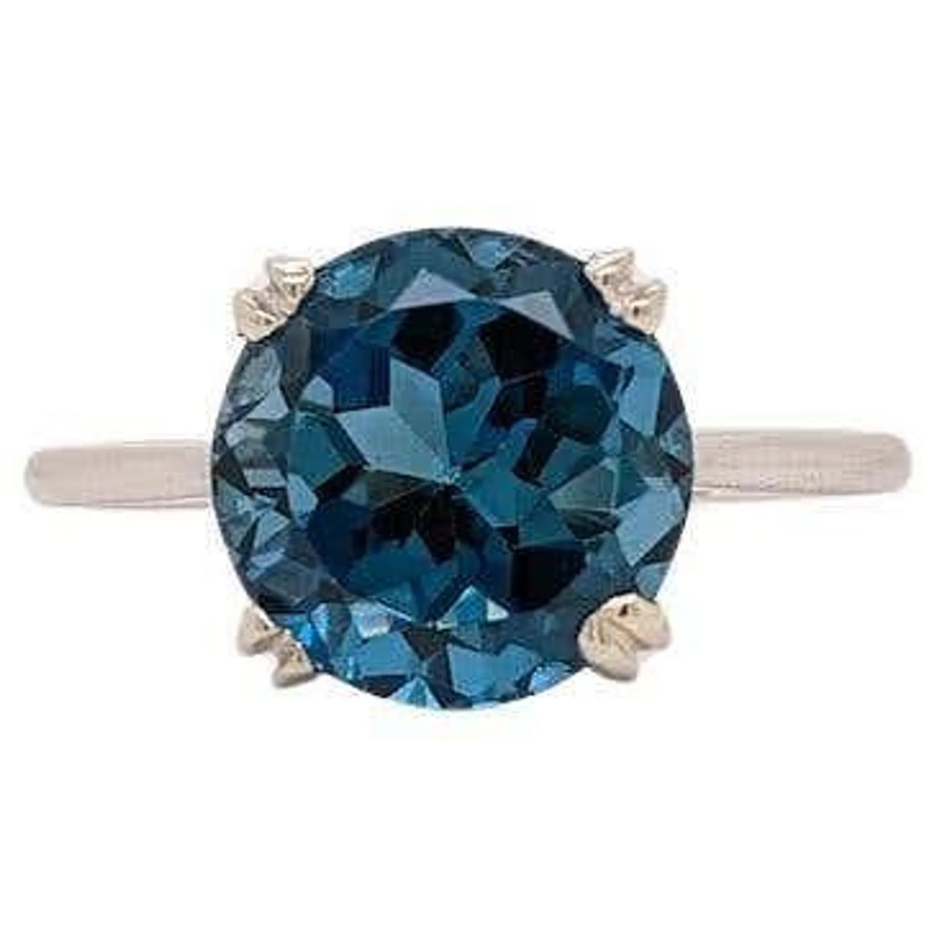 5.24ct Vibrant London Blue Topaz Solitaire Ring in 14K White Gold Round 10mm