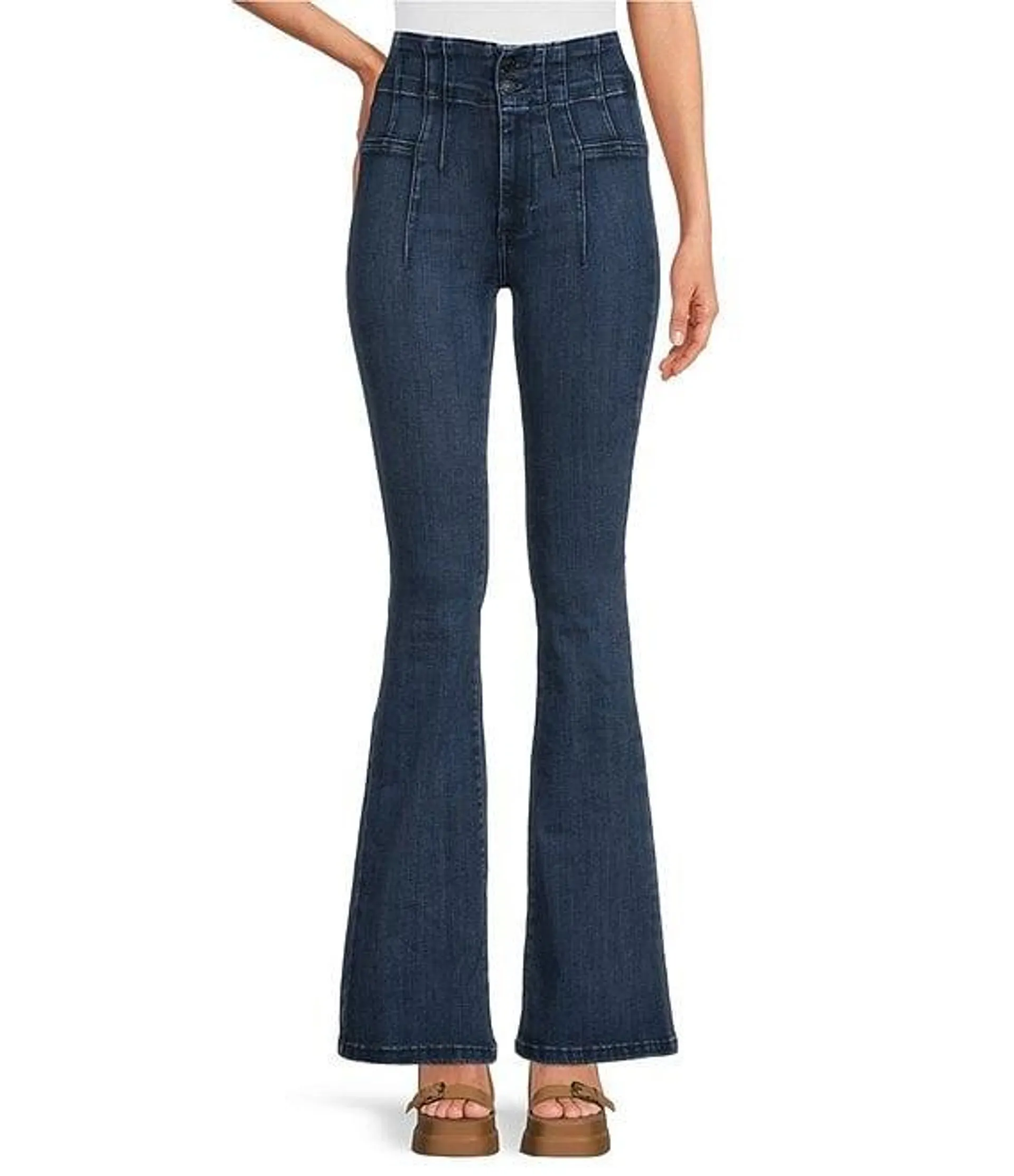 Jayde High Rise Stretch Denim Flared Leg Denim Jeans