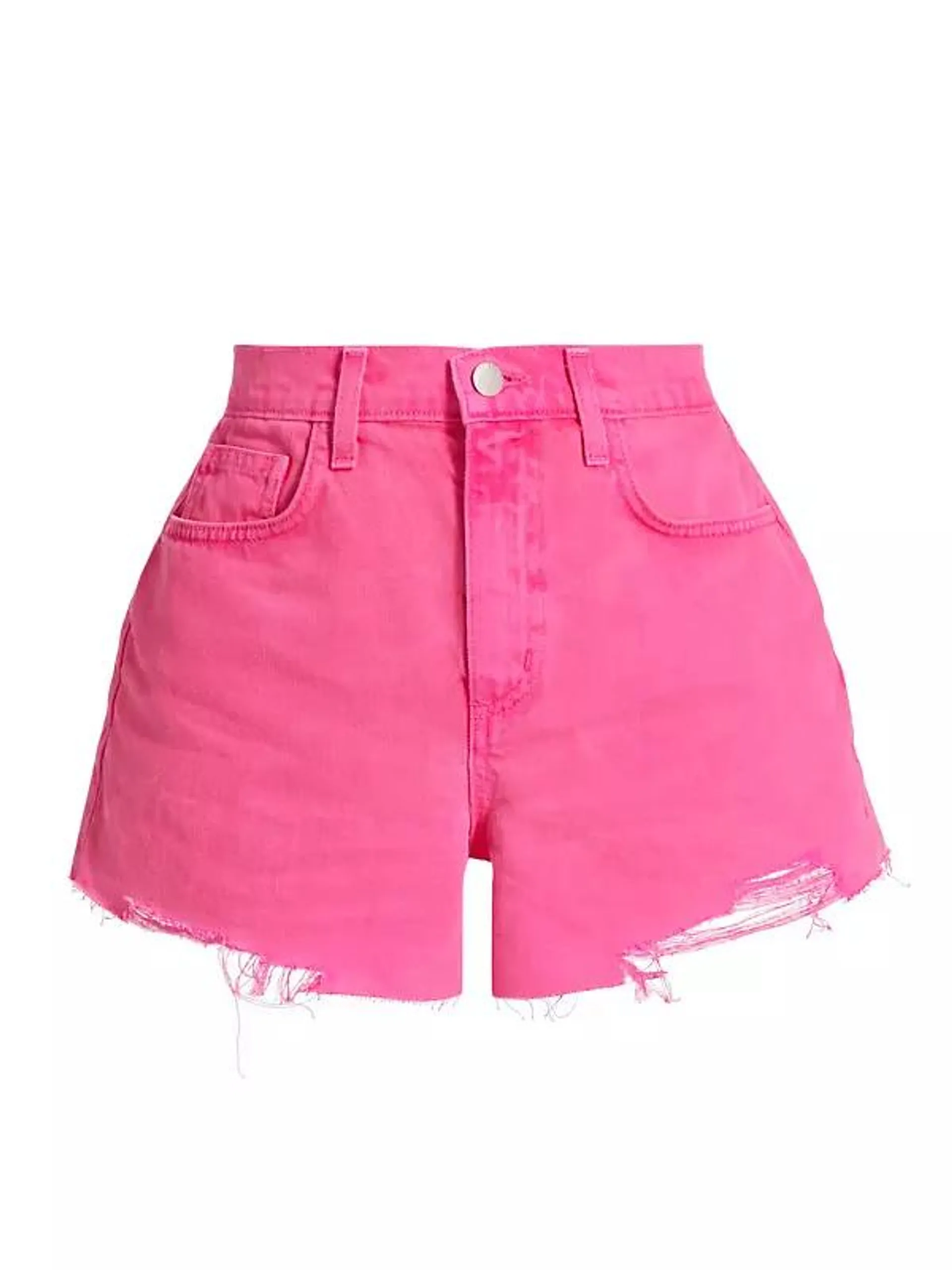 Beck Distressed Denim High-Rise Shorts