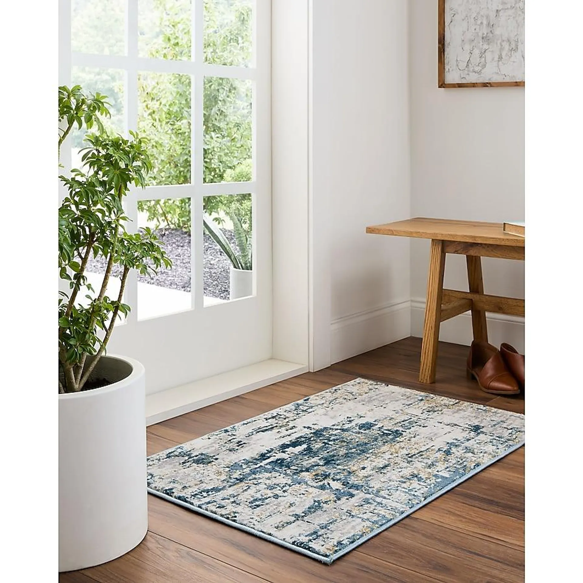 Origin 21 with STAINMASTER Quatro 2 X 3 (ft) Blue Indoor Abstract Area Rug