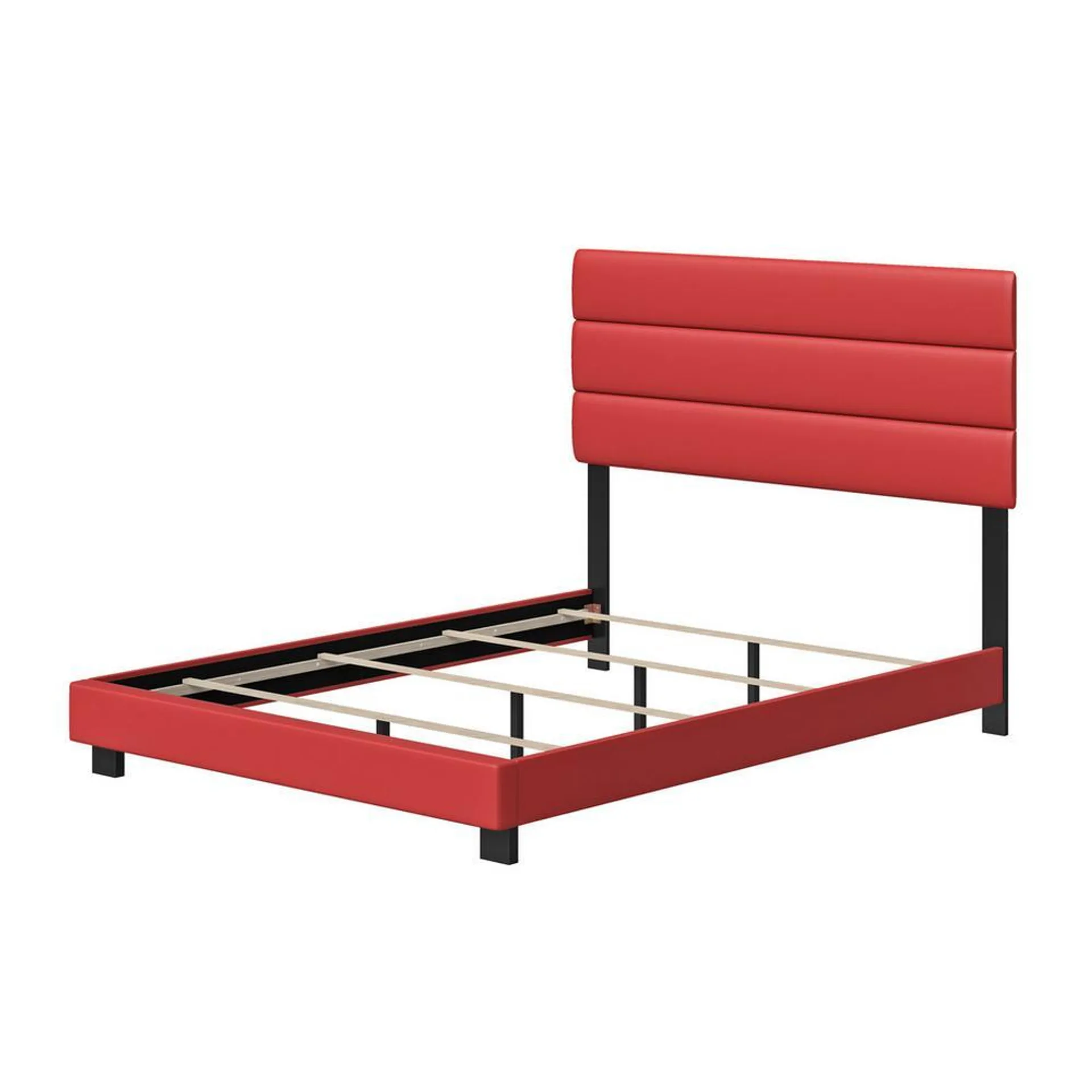 Nashville Queen Red Faux Leather Bed