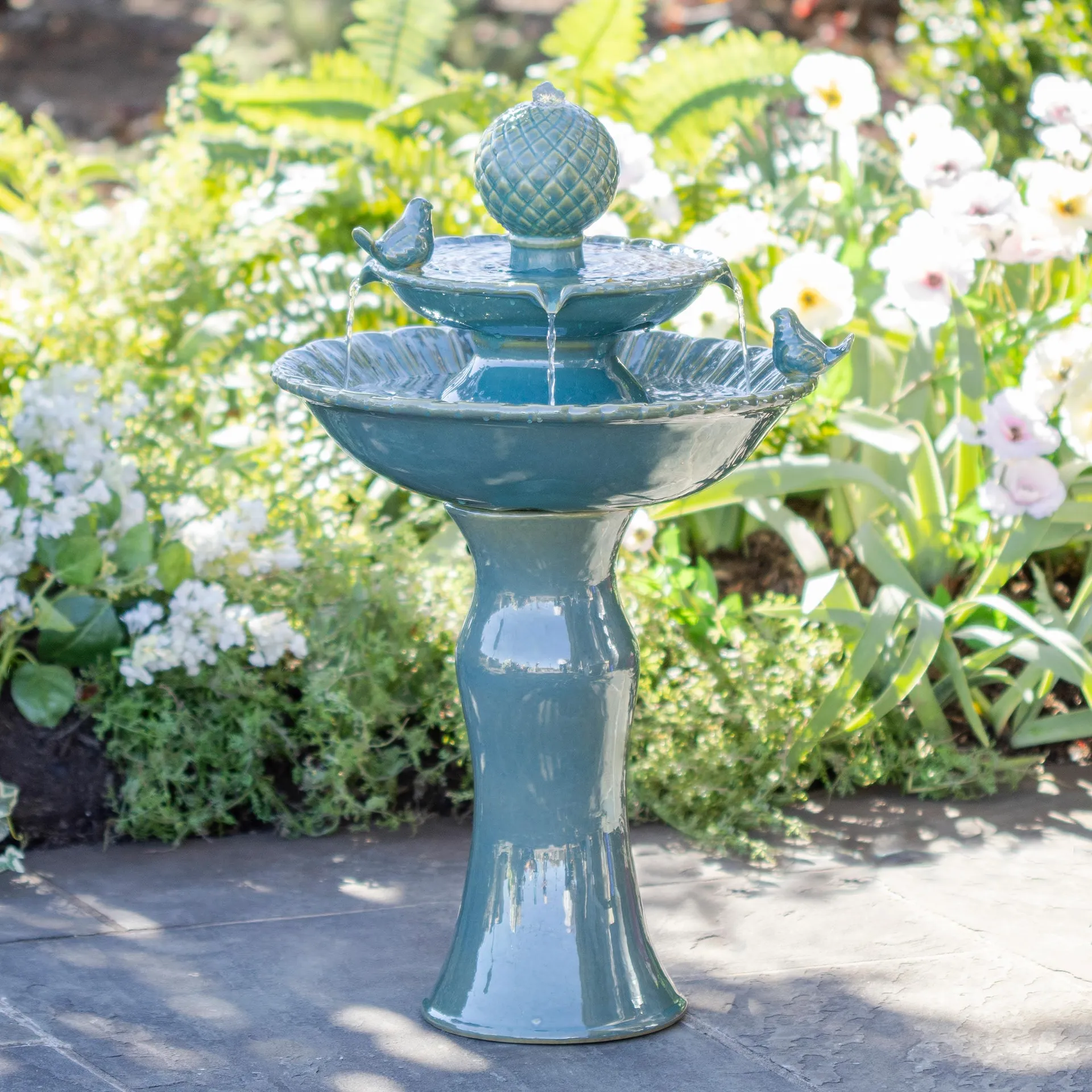 Ceramic Tiered Bird Fountain