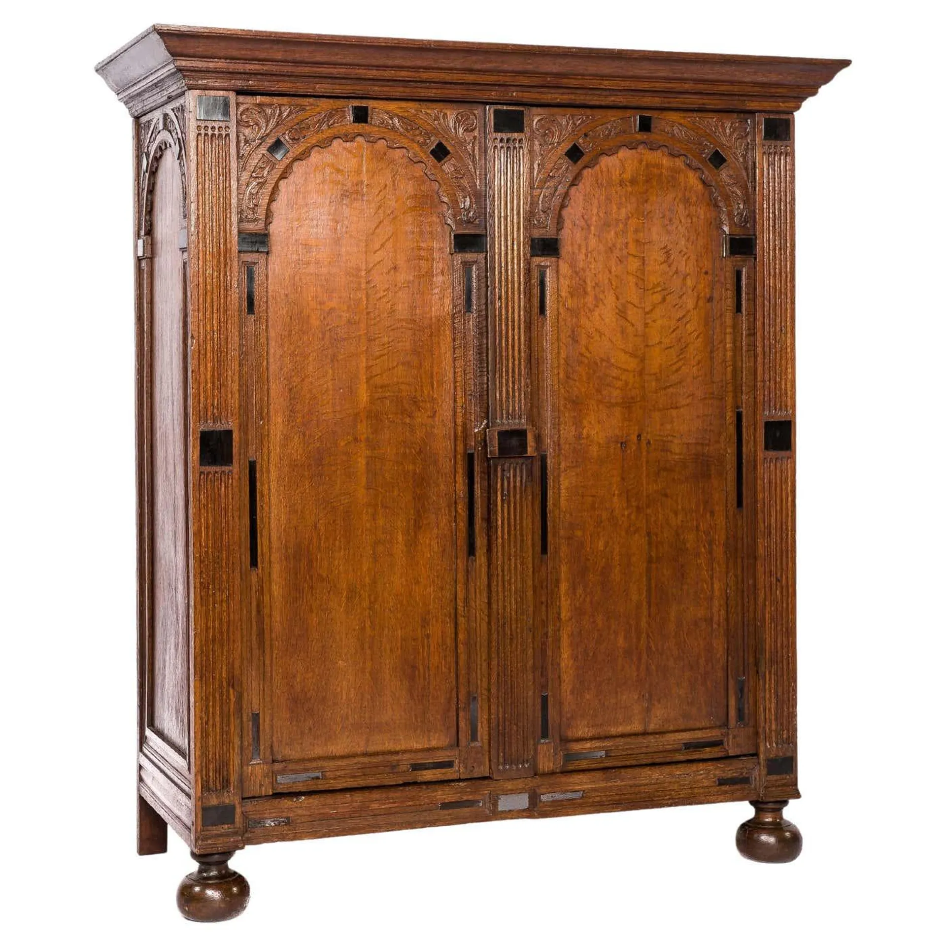 Antique 17th-century Dutch Renaissance Portal Cupboard in Solid Oak