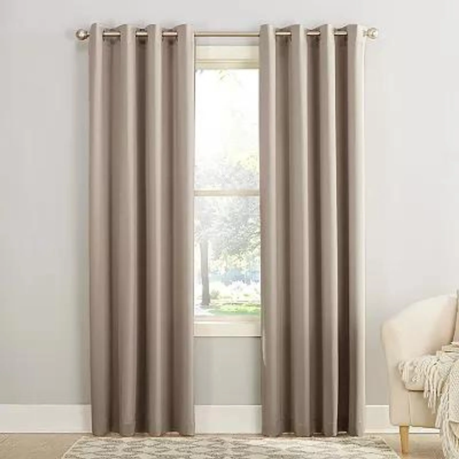 Sun Zero 1-Panel Gramercy Grommet Room Darkening Window Curtain