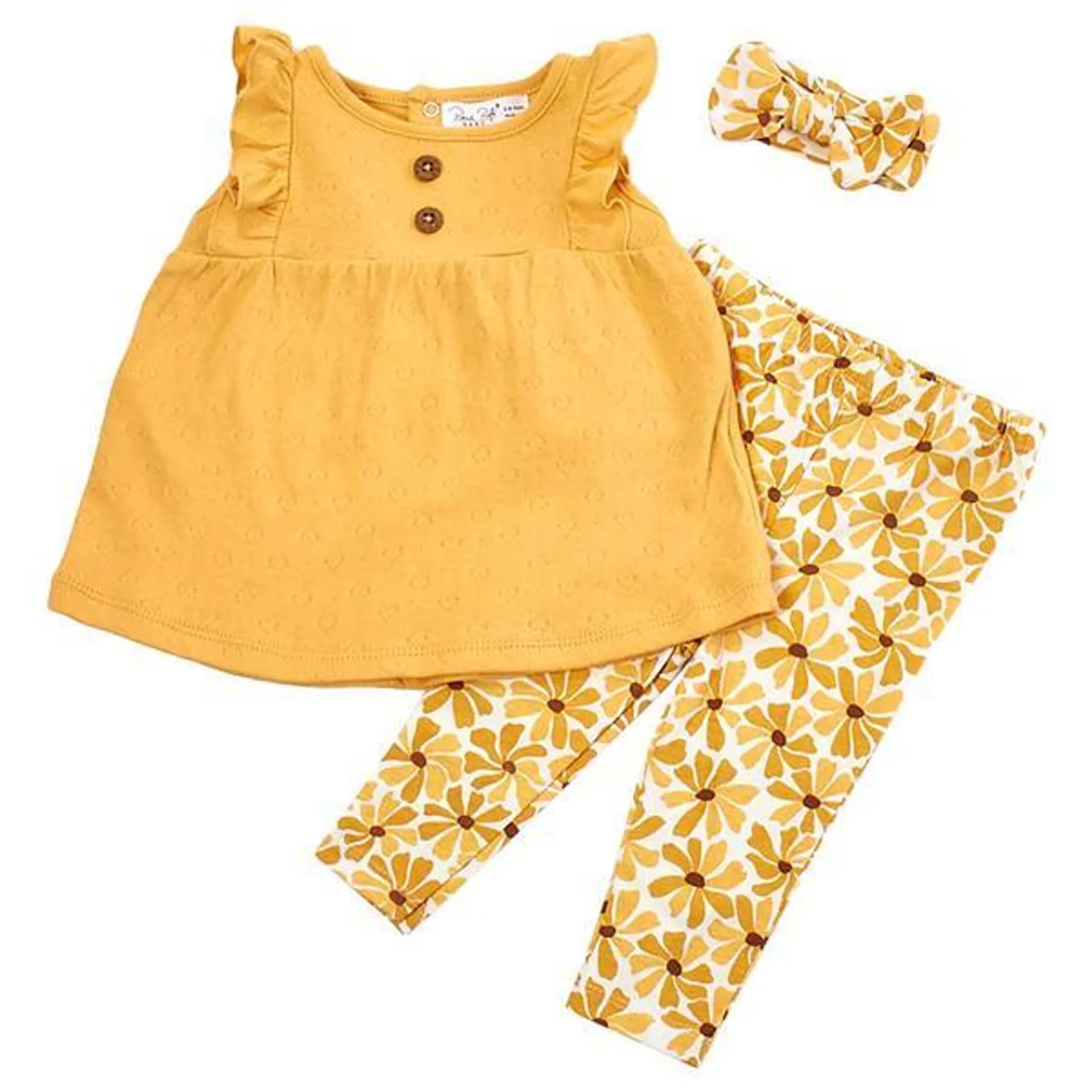 Baby Girl (12-24M) René Rofé® Heart Top & Daisy Leggings Set