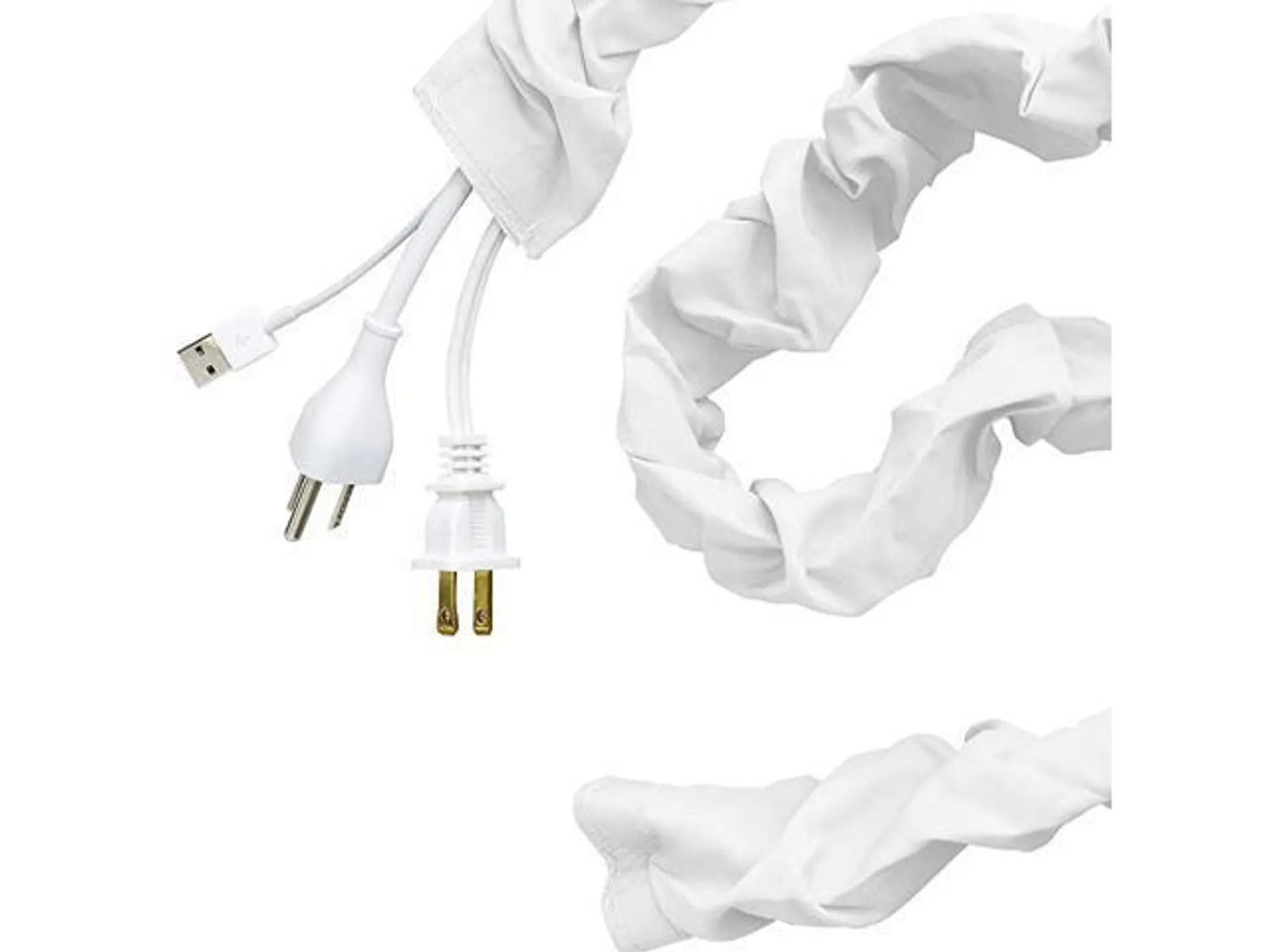 Fabric Cord Cover, 6 Ft, Cable Management and Hider, Easy Installation, Great for Lamps, Light Fixtures, and Desks, Eggshell White, 40723