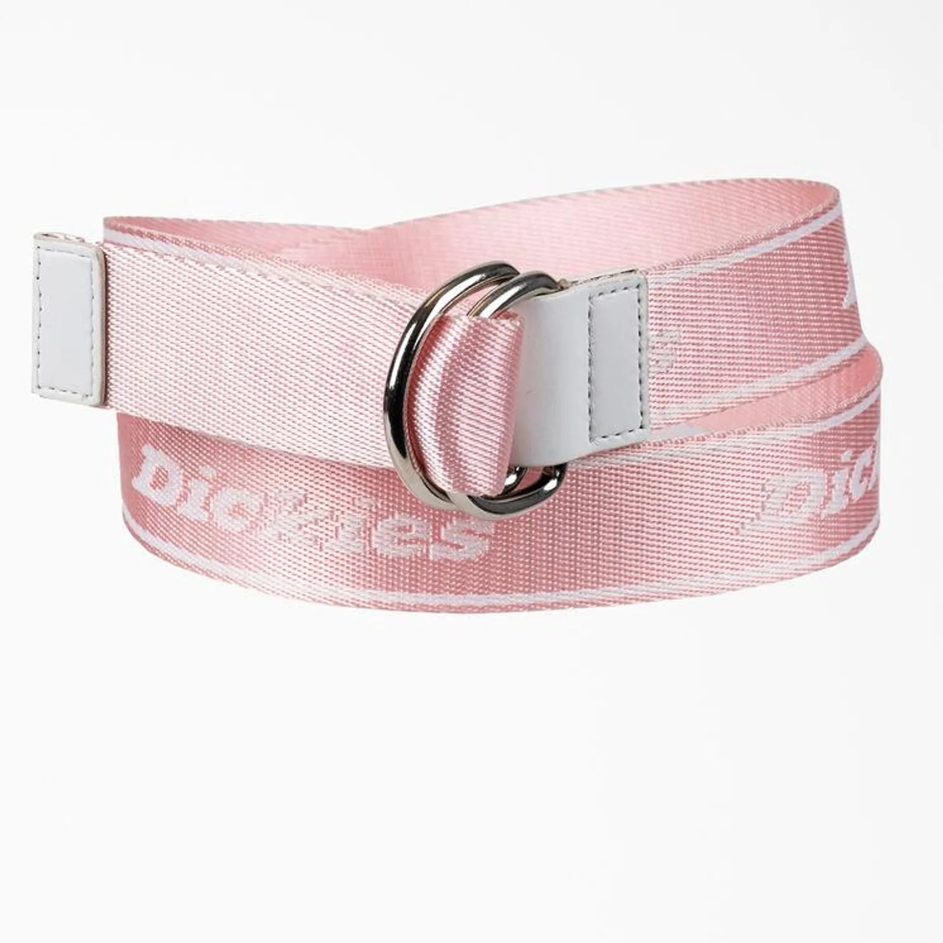 Women's D-Ring Logo Print Web Belt, Pink