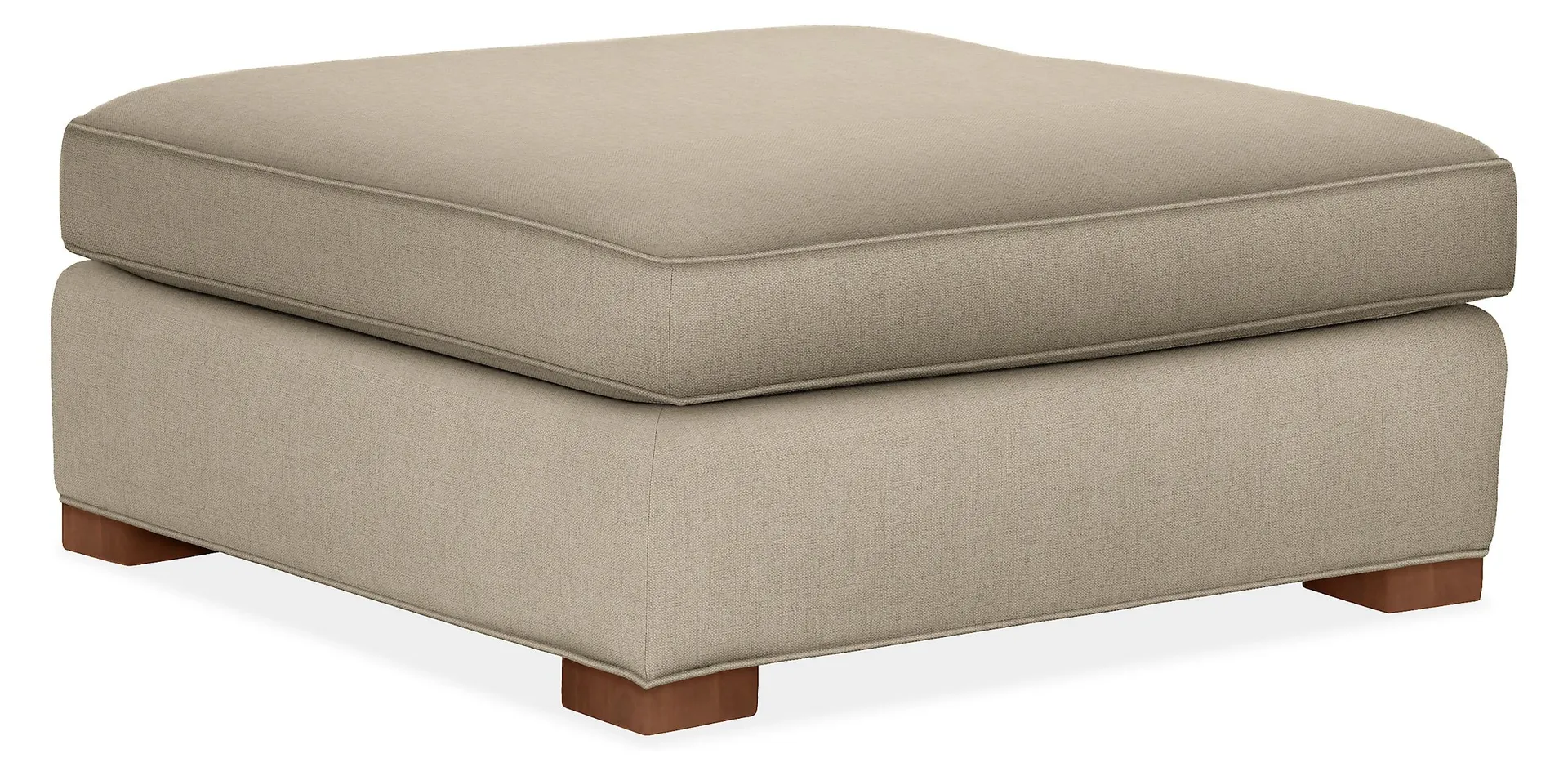 Morrison 42w 42d 18h Square Ottoman in Sumner Flax with Mocha Legs