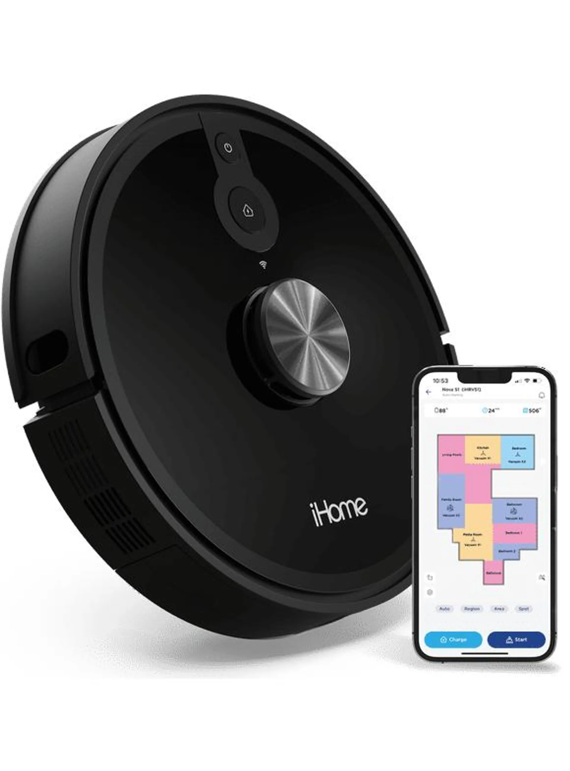 iHome AutoVac Nova S1 Robot Vacuum with LIDAR Navigation, 150 Min Runtime, 2700pa Suction