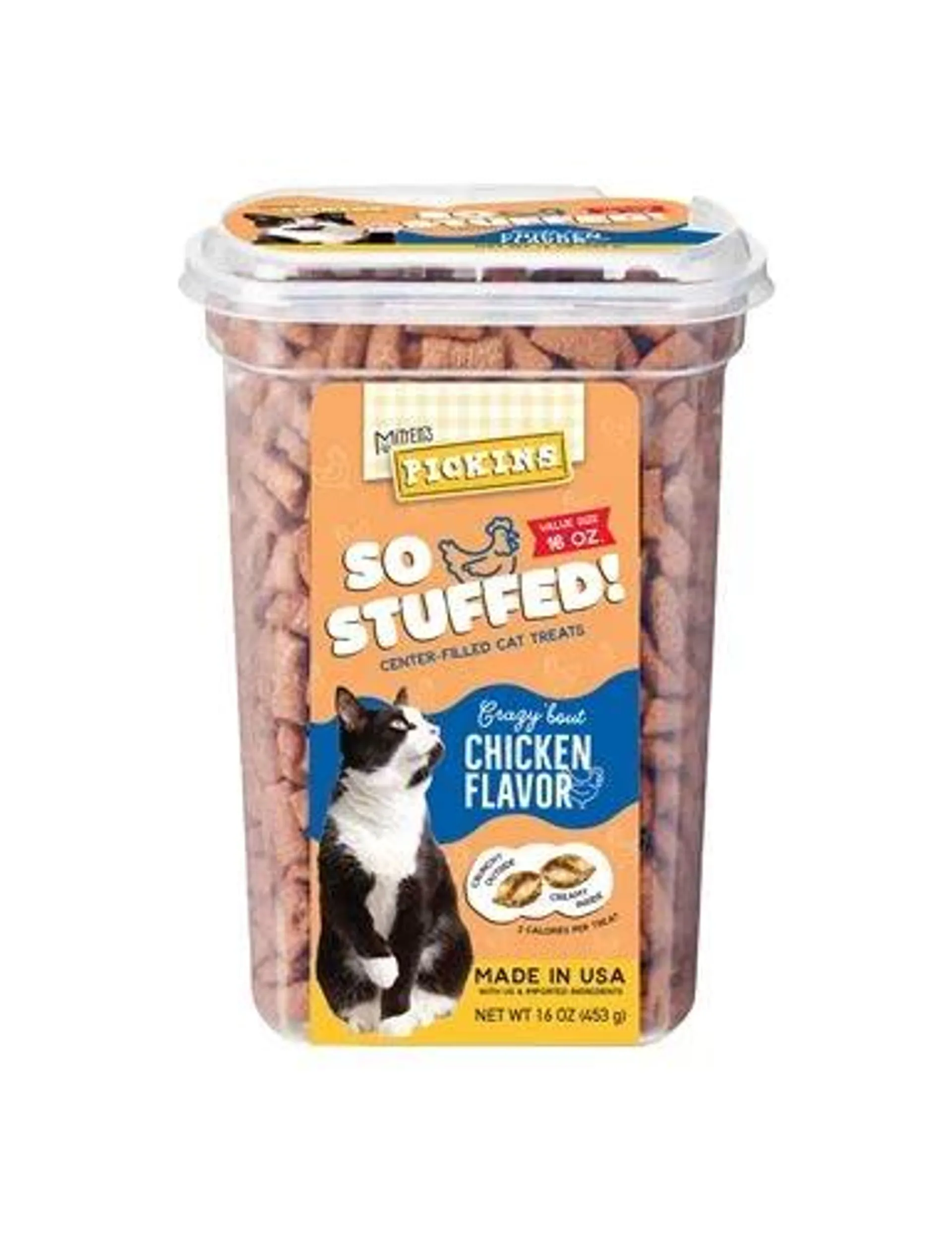 Mitten's Pickins So Stuffed! Crazy 'Bout Chicken Flavor Center-Filled Cat Treats, 16 Ounces