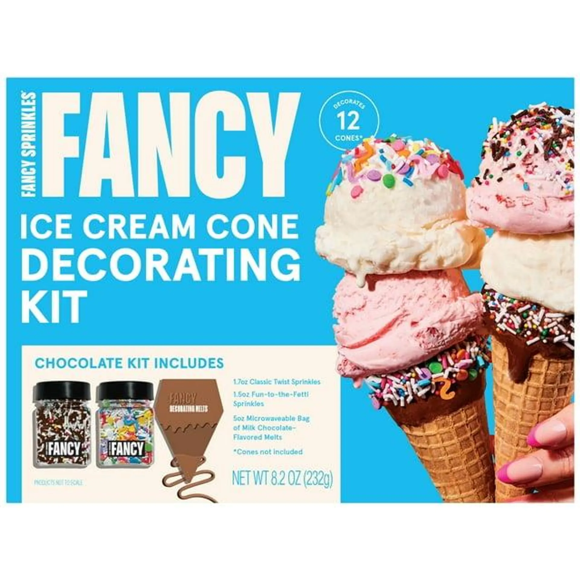 Fancy Sprinkles Chocolate Ice Cream Cone Decorating Kit, 12.1 oz