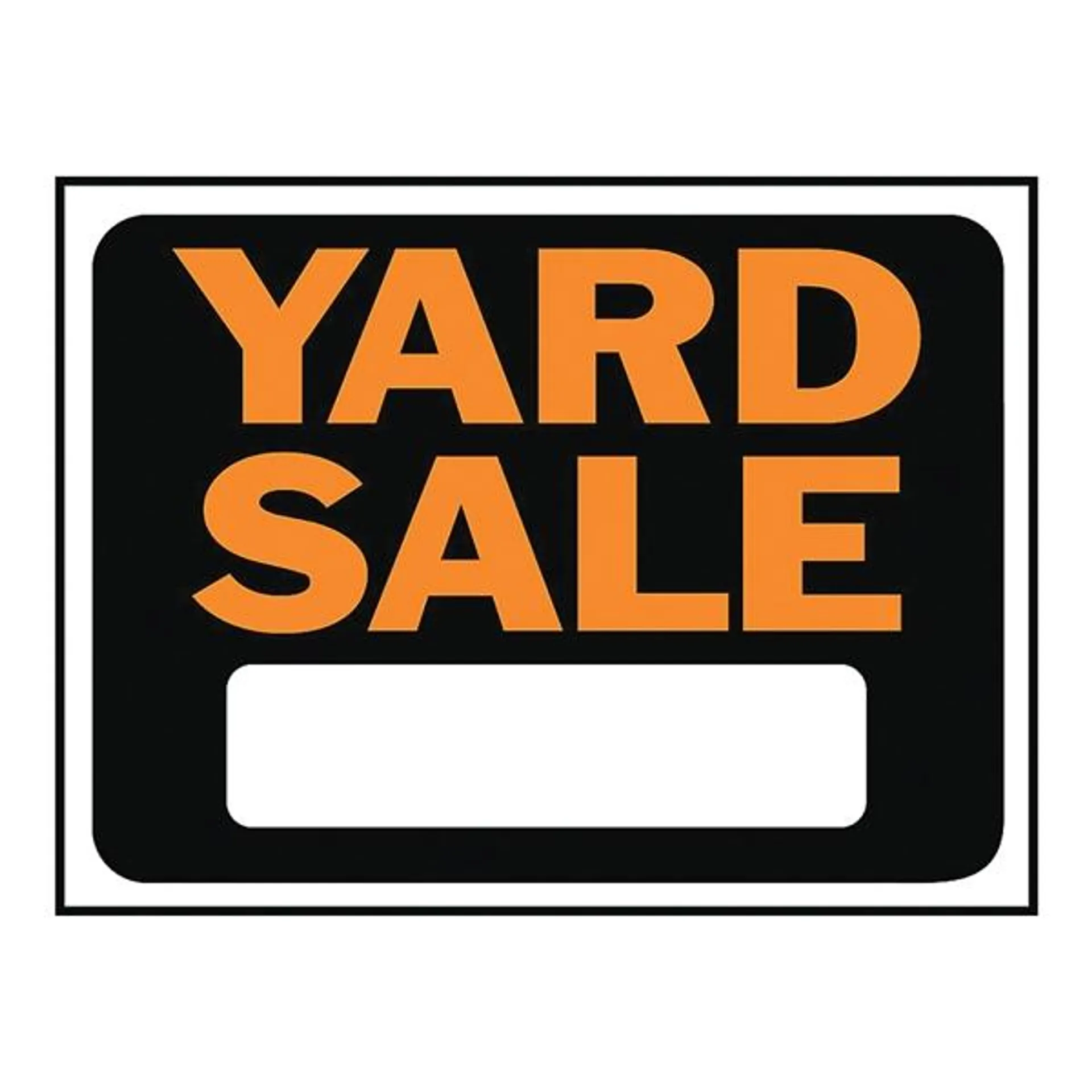 Hy-Glo Series 3033 Identification Sign, Rectangular, YARD SALE, Fluorescent Orange Legend, Black Background