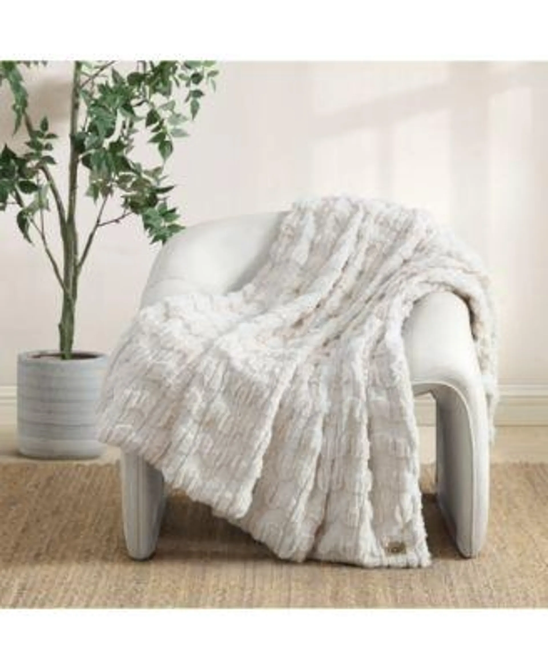 Denai Carved Faux-Fur Throw, 50" x 70"