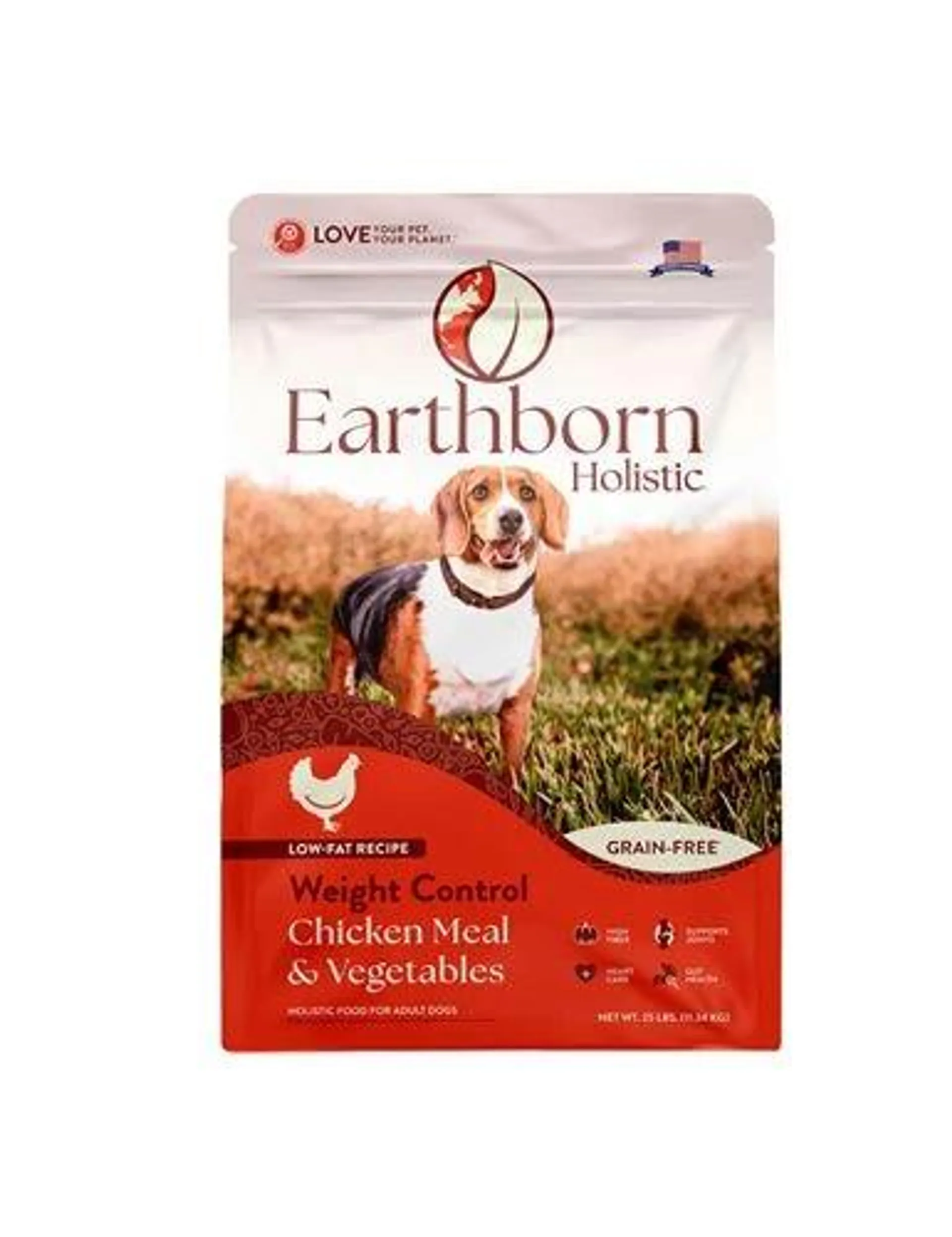 Earthborn Holistic Weight Control Chicken Meal & Vegetables Grain-Free Dry Dog Food, 25 Pounds