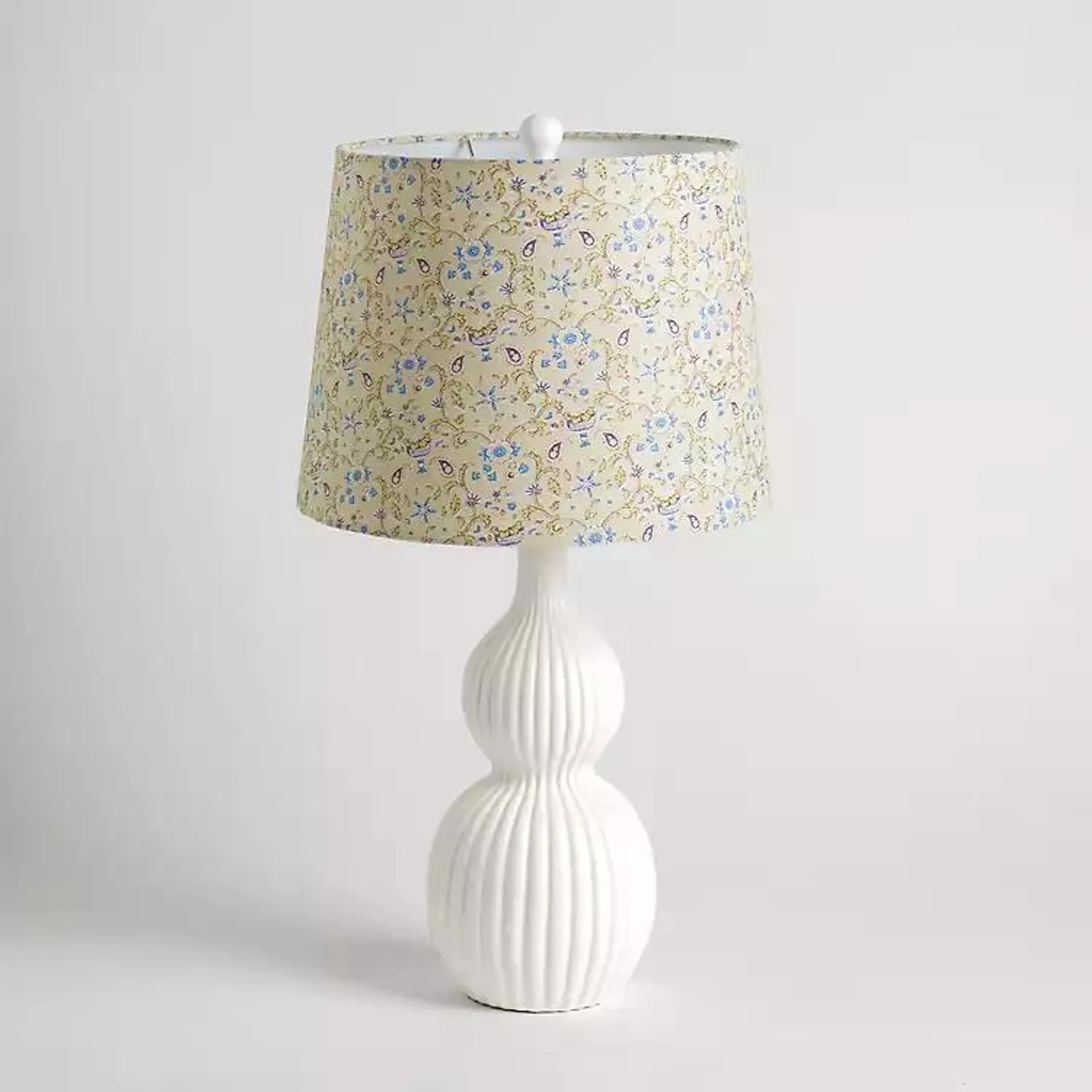 Curved Ceramic Table Lamp with Floral Shade