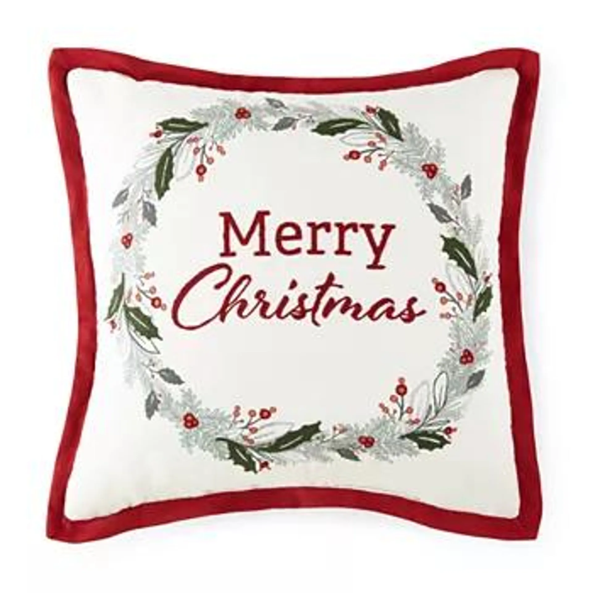 North Pole Trading Co. Merry Christmas Square Throw Pillow