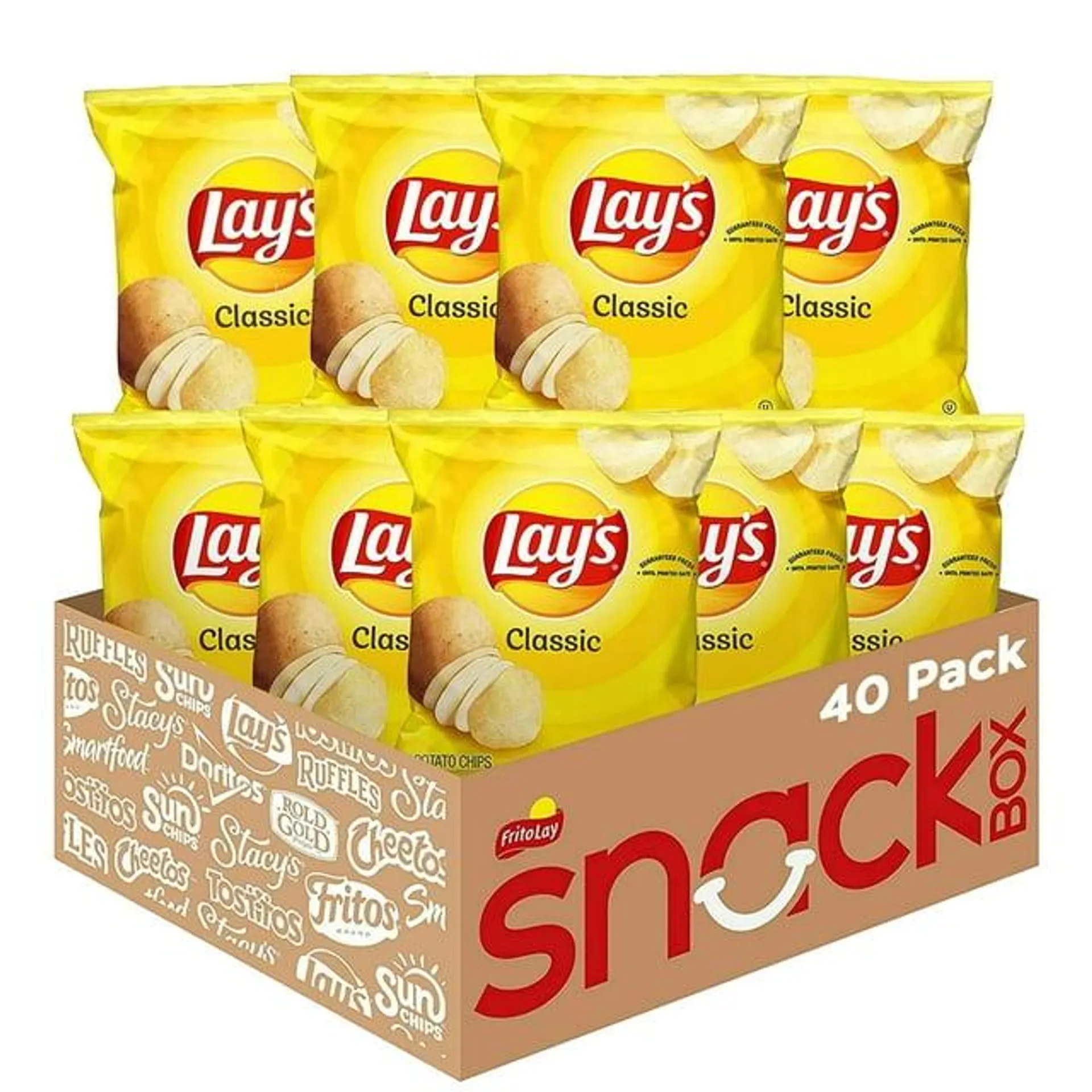 Lay's Potato Chips, Classic Flavor, Snack Chips, 1 oz Bags, 40 Count Multipack