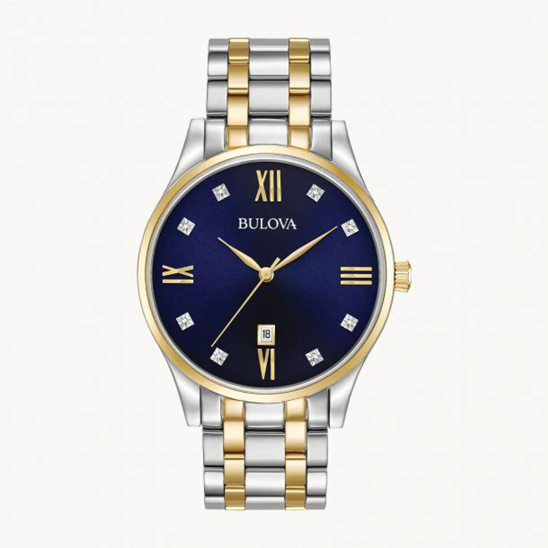 Bulova Classic Diamond Men's 40mm Quartz Stainless Steel Bracelet Watch - Blue Dial