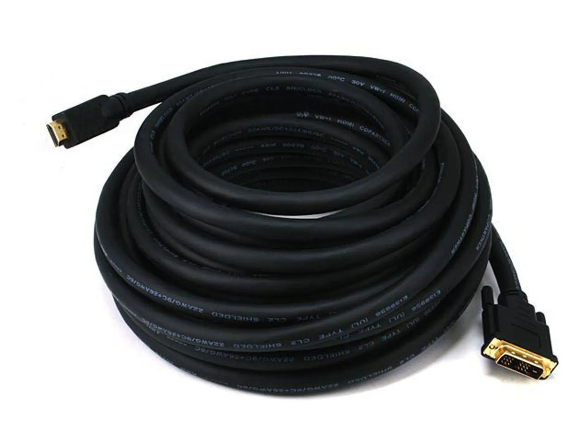 Monoprice 50ft 22AWG CL2 Standard HDMI to DVI Adapter Cable, Black